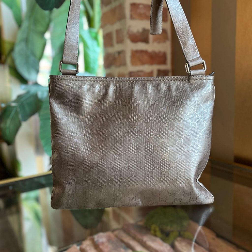 GUCCI GG Imprimé Pewter Crystal Messenger Crossbody Bag