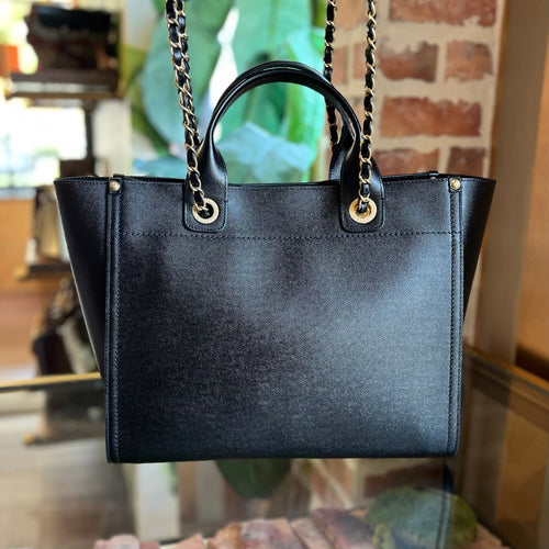 CHANEL Deauville Small Studded Caviar Leather Tote Bag