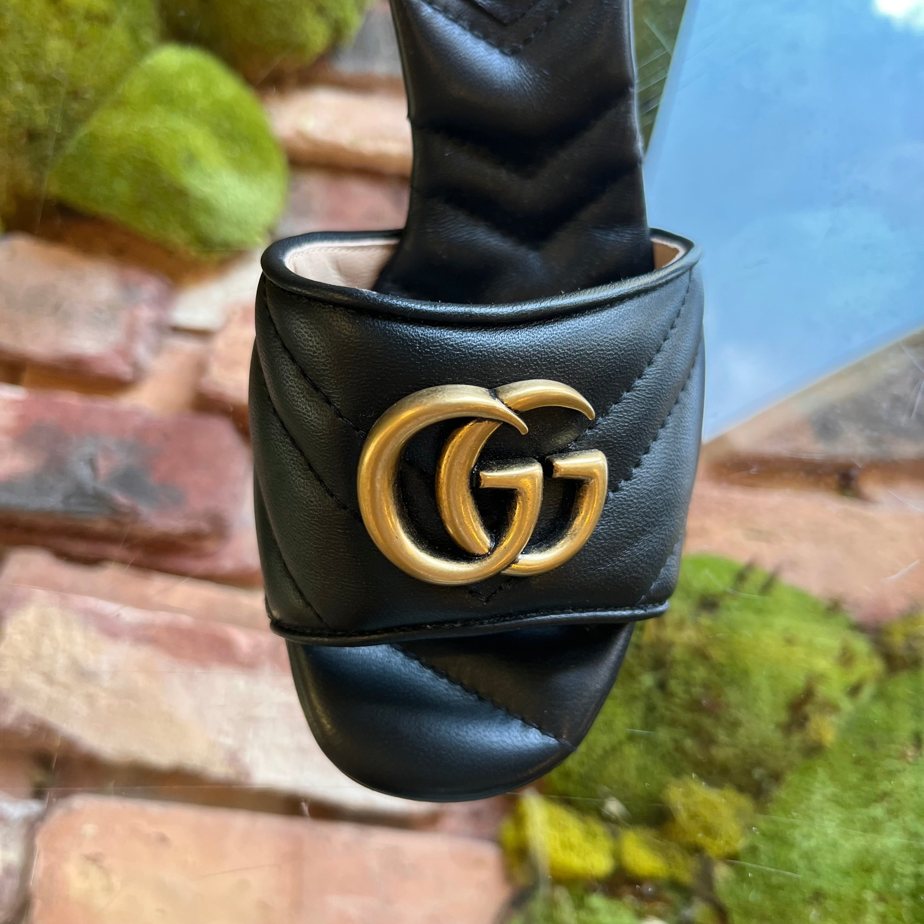 GUCCI GG Black Marmont Heels SZ 34.5 (US 4.5)