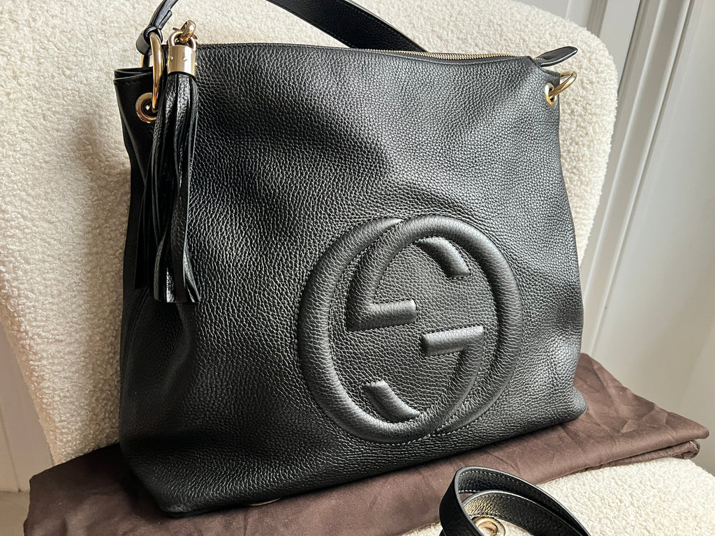 Gucci Soho Large Hobo in Black Pebbled Calfskin