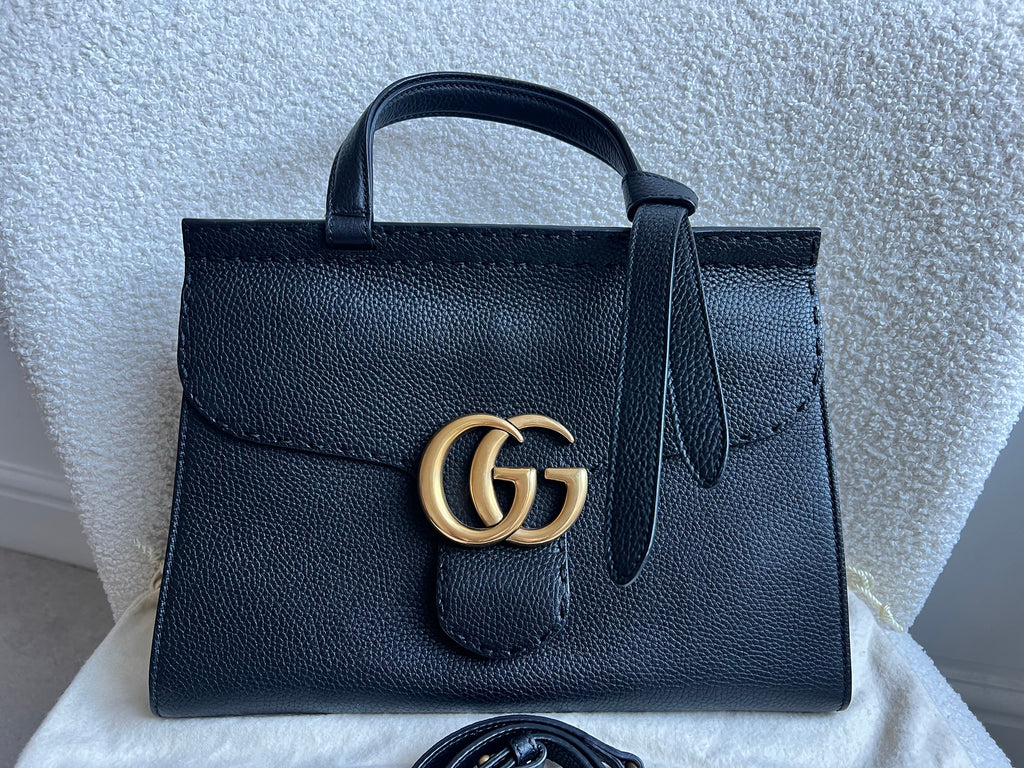 Gucci GG Black Medium Marmont Top Handle Bag