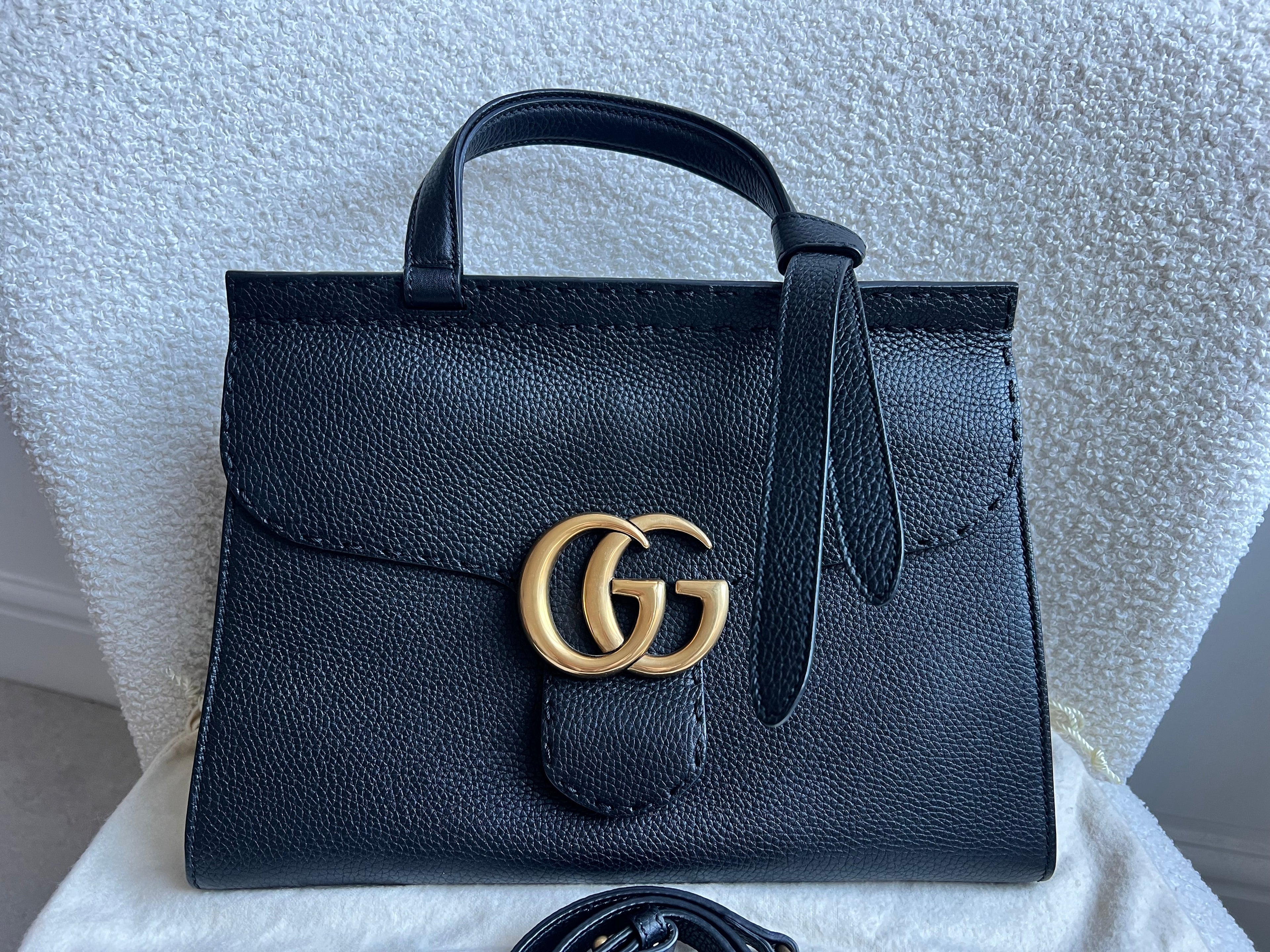 Gucci GG Black Medium Marmont Top Handle Bag