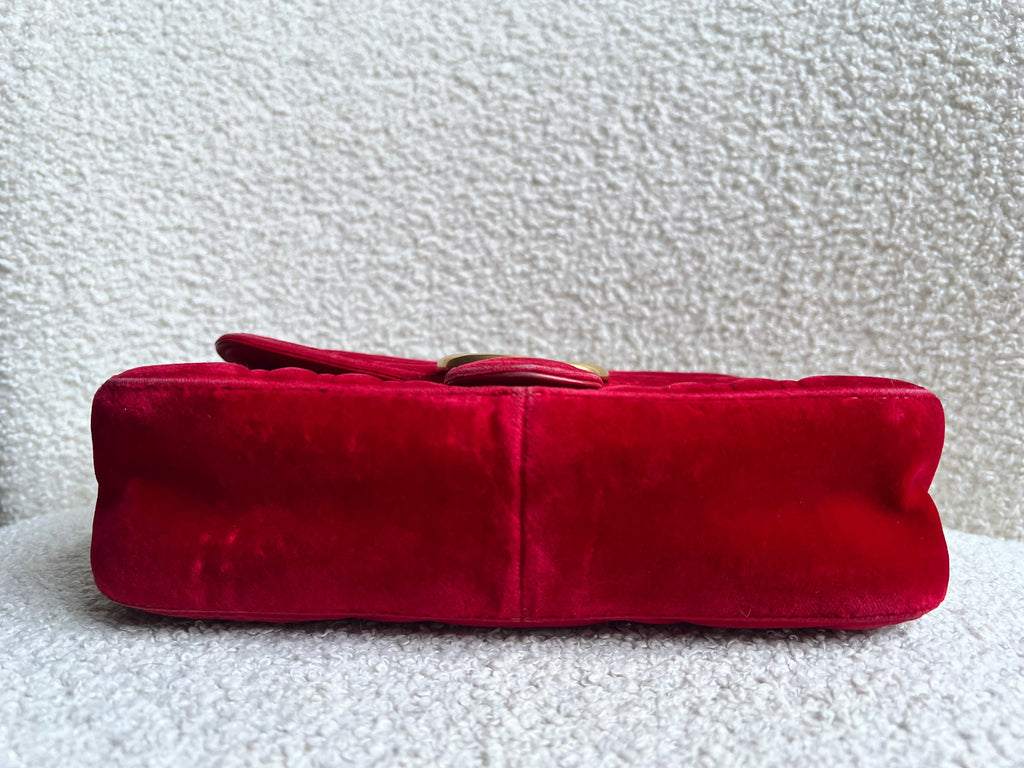 Gucci GG Mini Red Velvet Marmont Mini Shoulder Bag (RRP £1295)