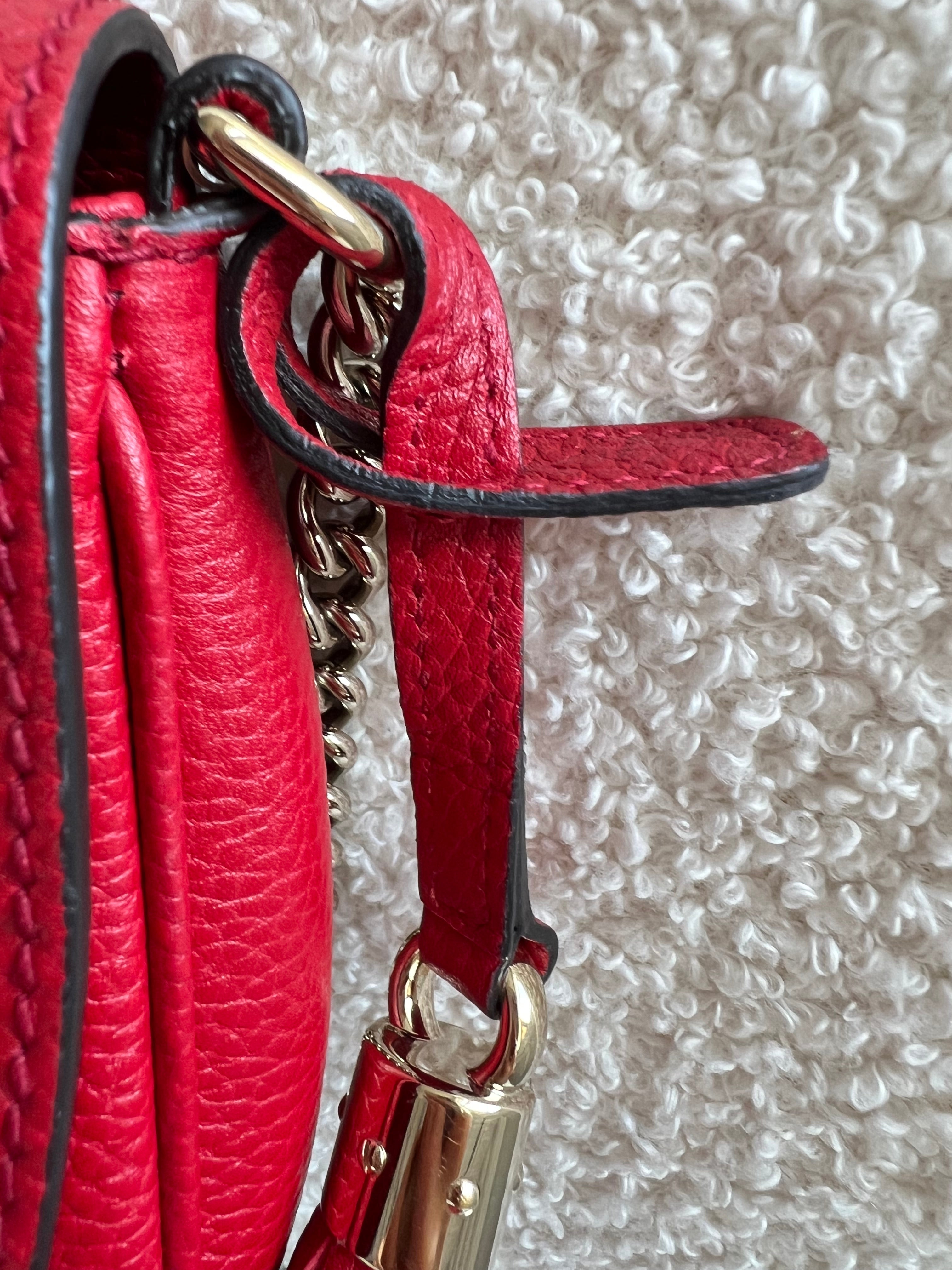 Gucci Red Soho Chain Crossbody Flap Bag