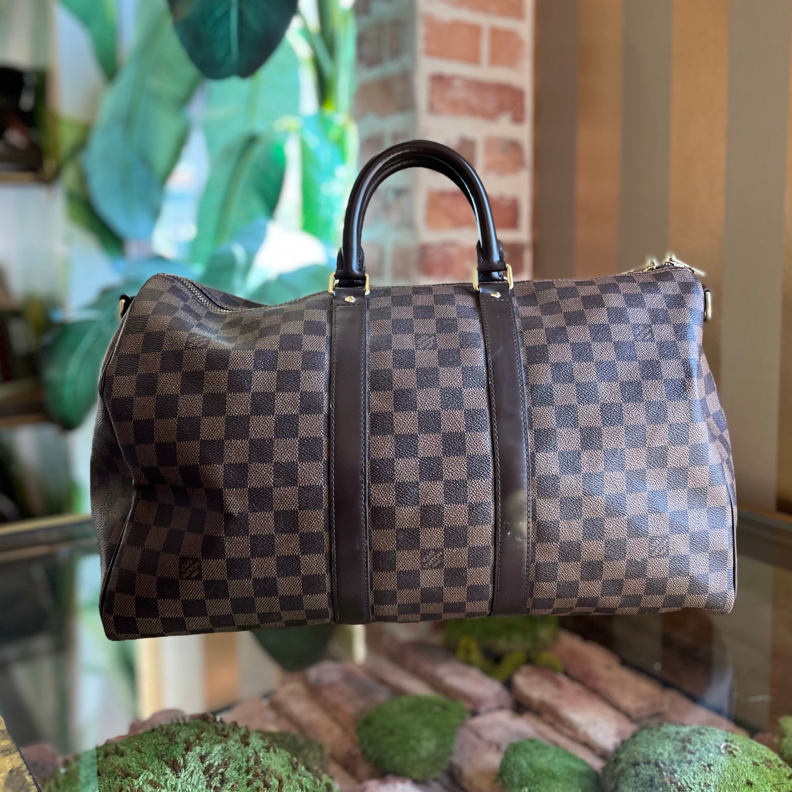 LOUIS VUITTON Keepall Bandoulière 45 Damier Ebene Canvas Weekend Bag