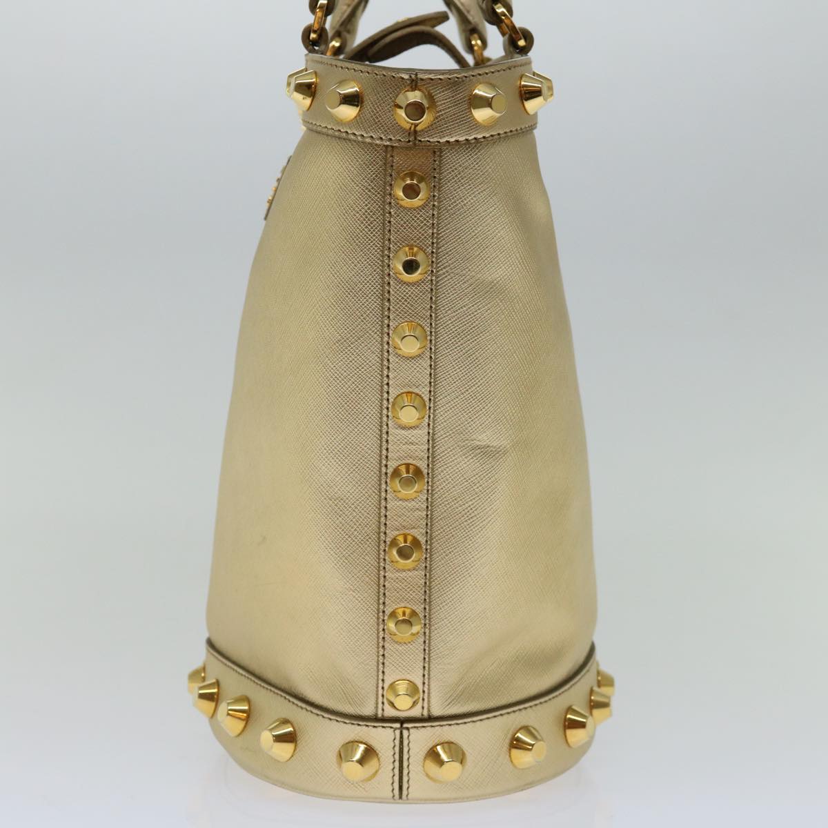 Prada Saffiano Gold Leather Handbag (Pre-Owned)