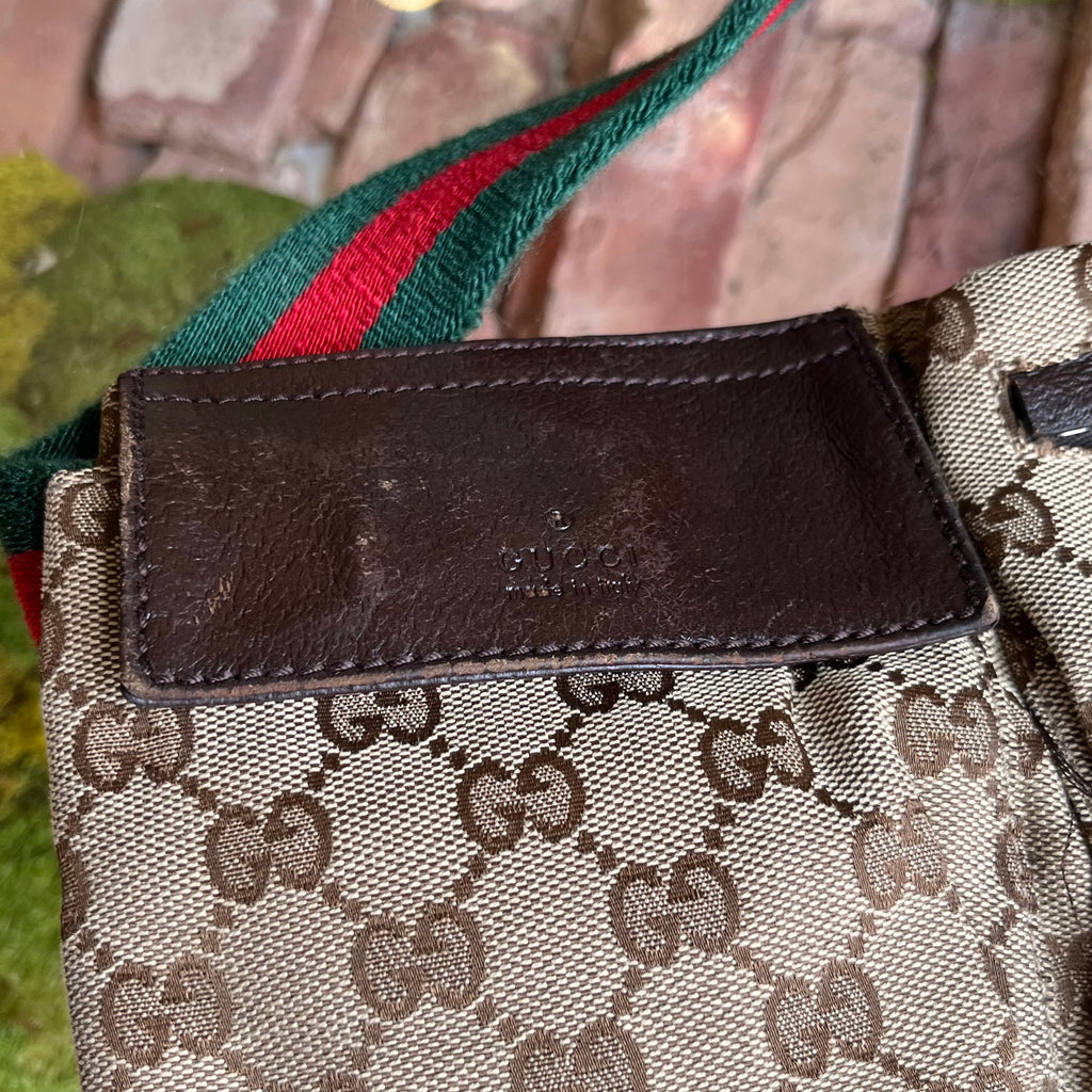 GUCCI GG Web Canvas Double Pocket Belt Bag