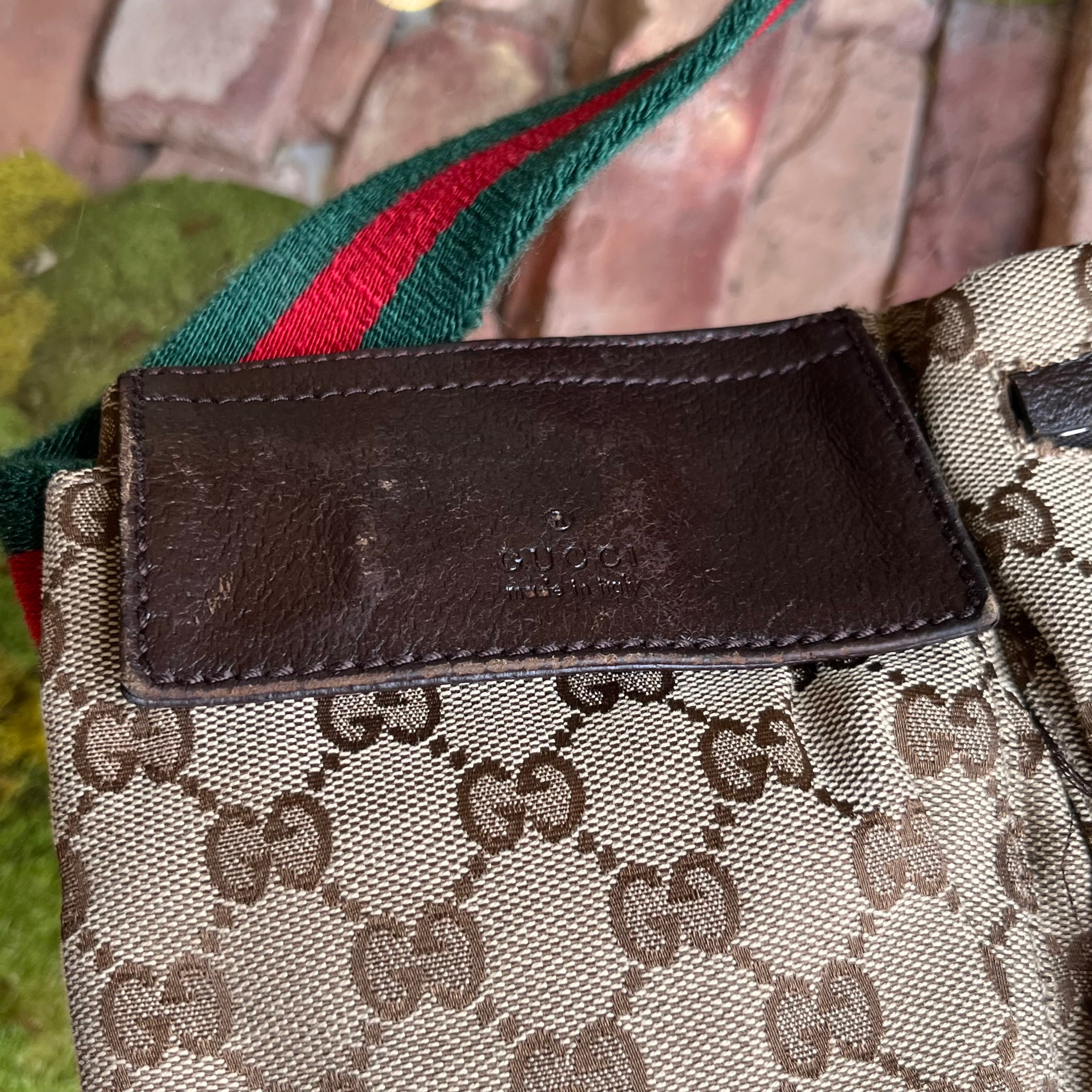 GUCCI GG Web Canvas Double Pocket Belt Bag