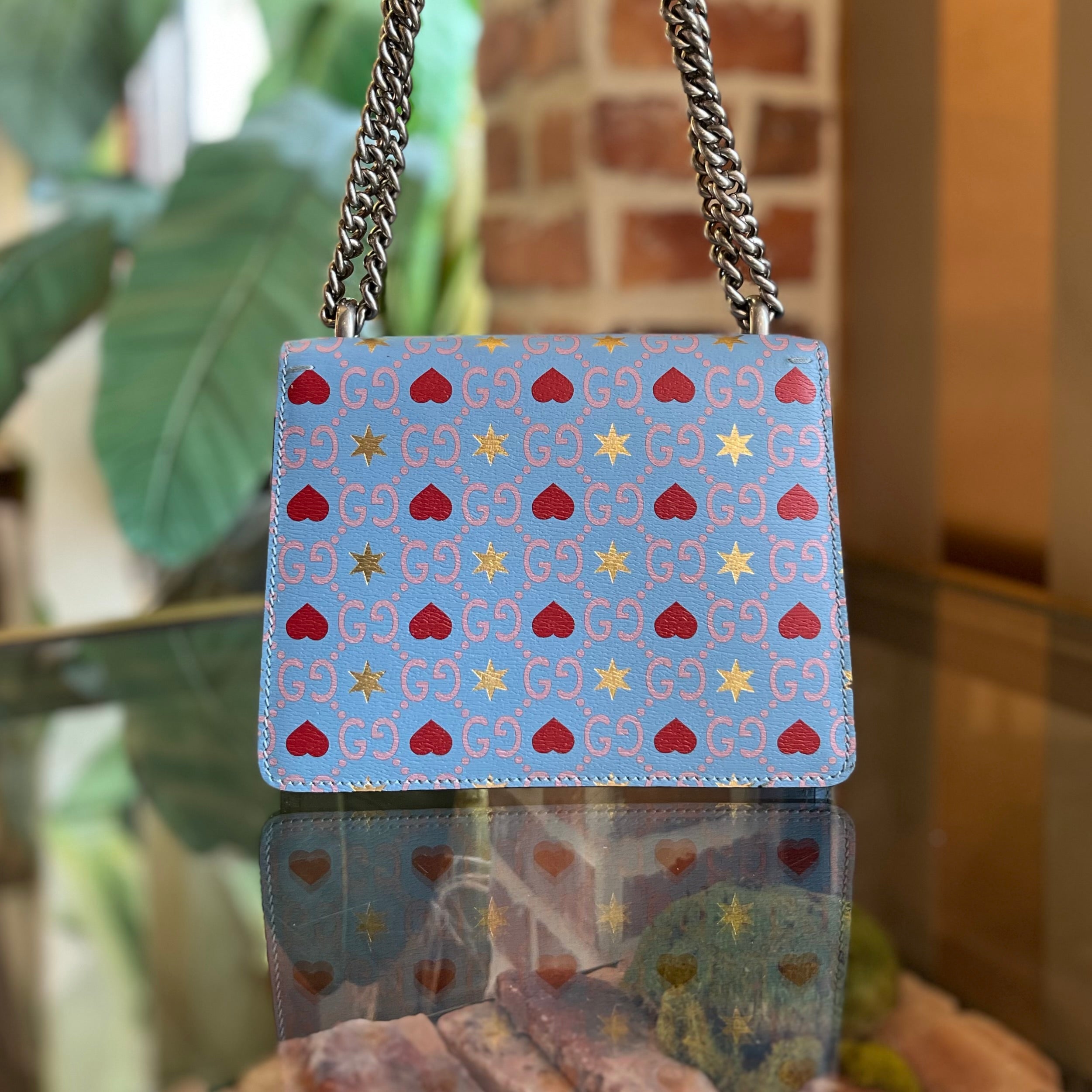 GUCCI Dionysus Mini Valentine's Day Exclusive Blue Calfskin Shoulder Bag