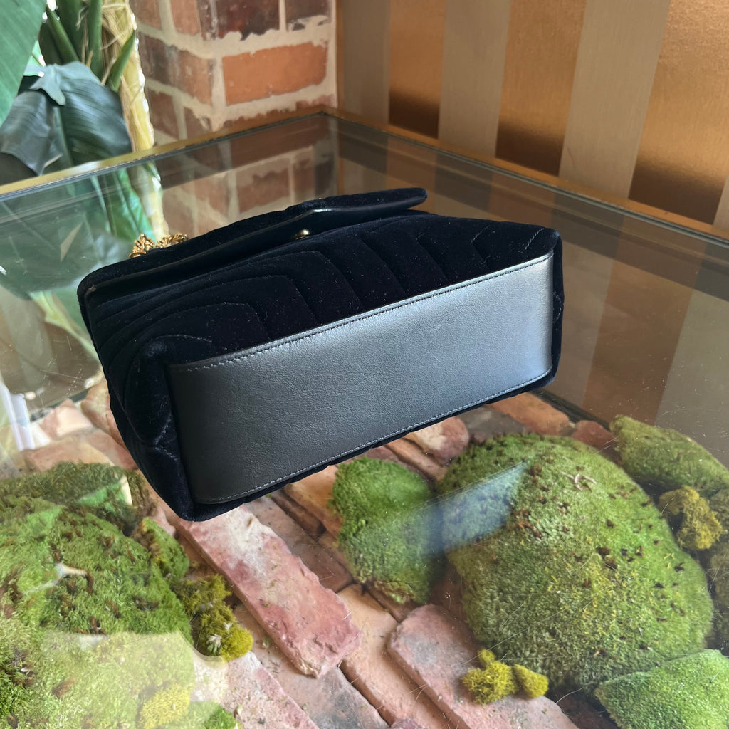 SAINT LAURENT Loulou Small Black Velvet Y Quilted Matelassé Crossbody Bag