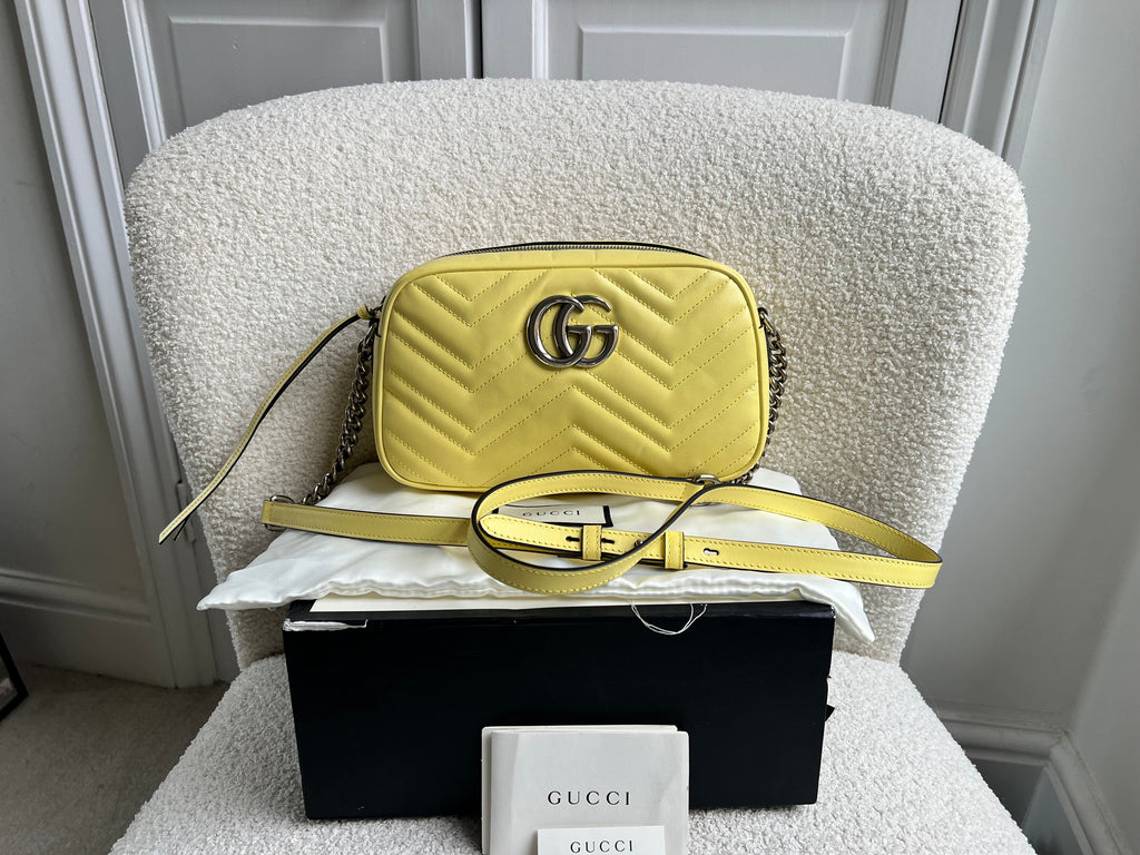 Gucci GG Pale Yellow Marmont Small Shoulder Bag (RRP £1440)
