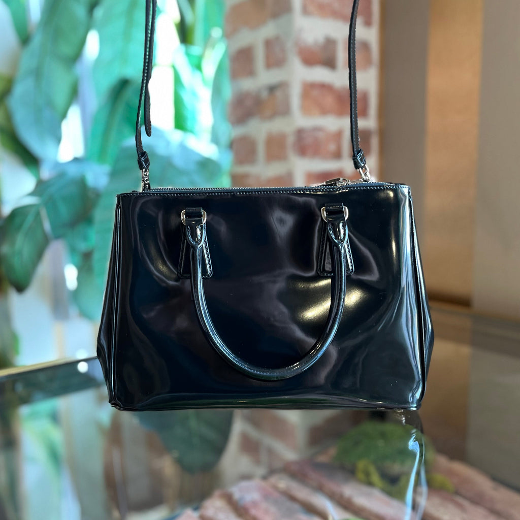 PRADA Galleria Black Patent Lux Leather Tote Bag