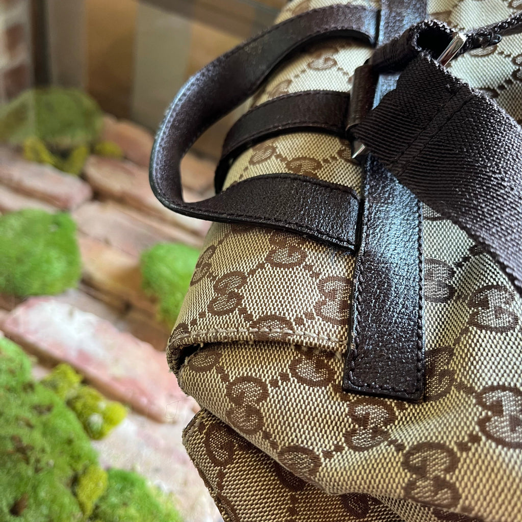 GUCCI Piston Lock GG Monogram Canvas Backpack