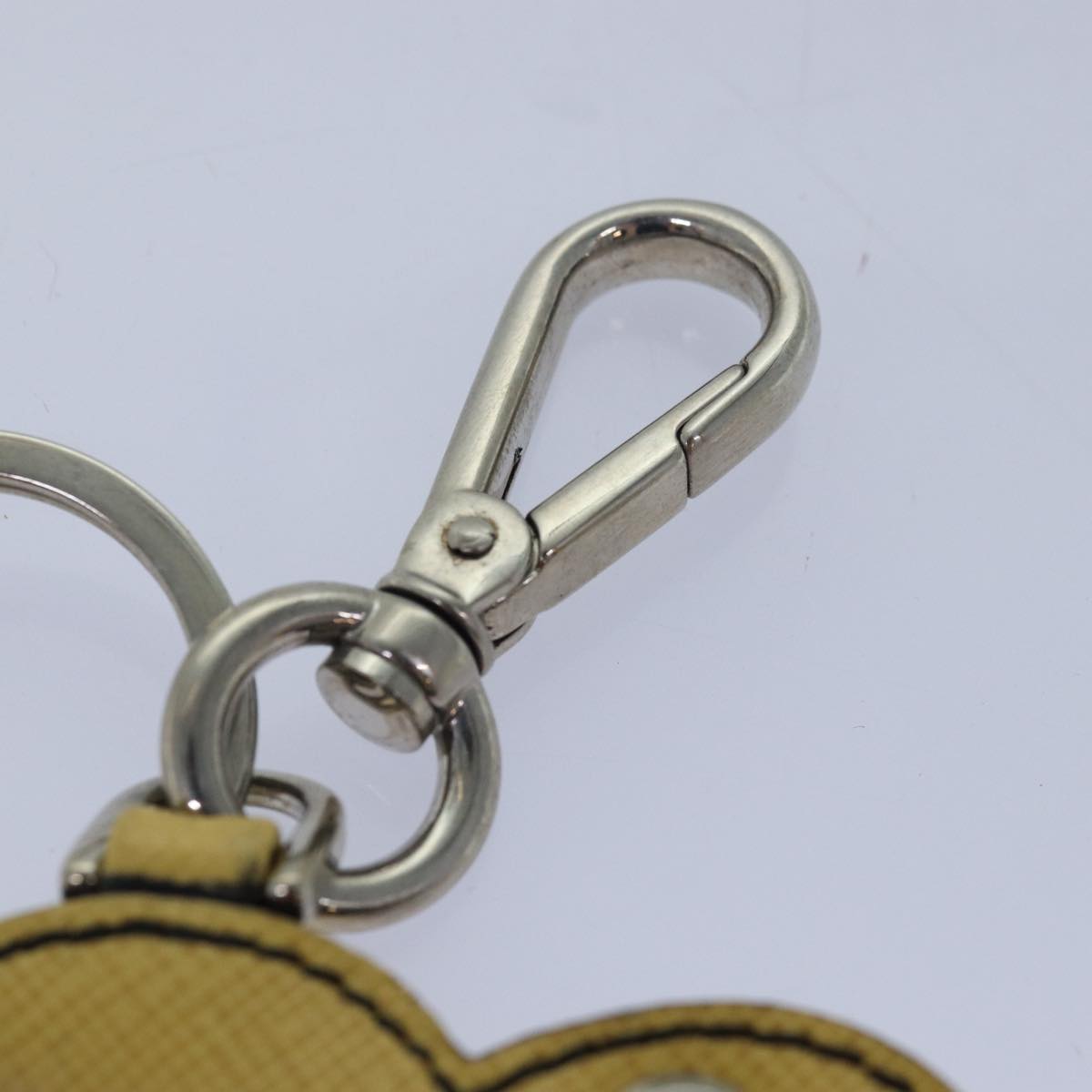 Prada Charm Logo Key Ring Saffiano Leather Yellow Leather Accessory (Pre-Owned)