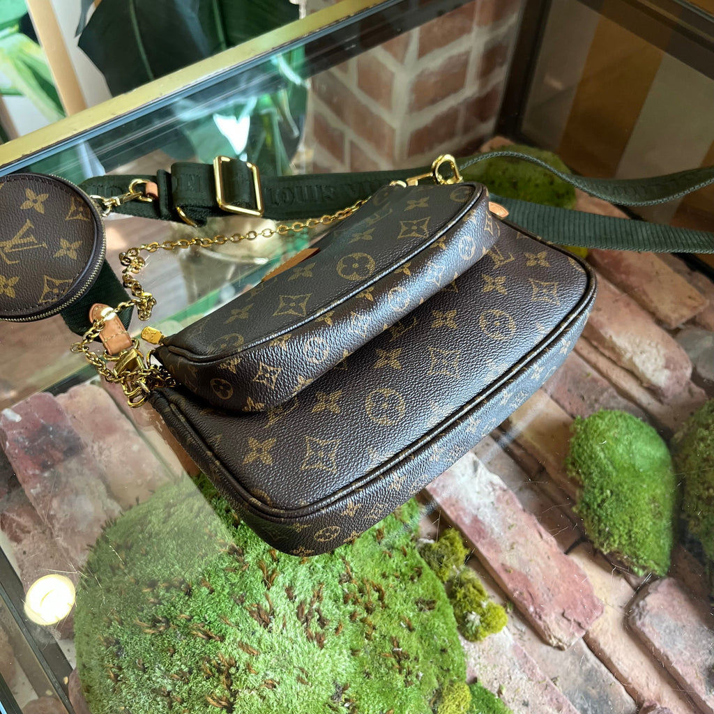 LOUIS VUITTON Khaki Brown Multi Pochette Accessories Monogram Coated Canvas Crossbody Bag