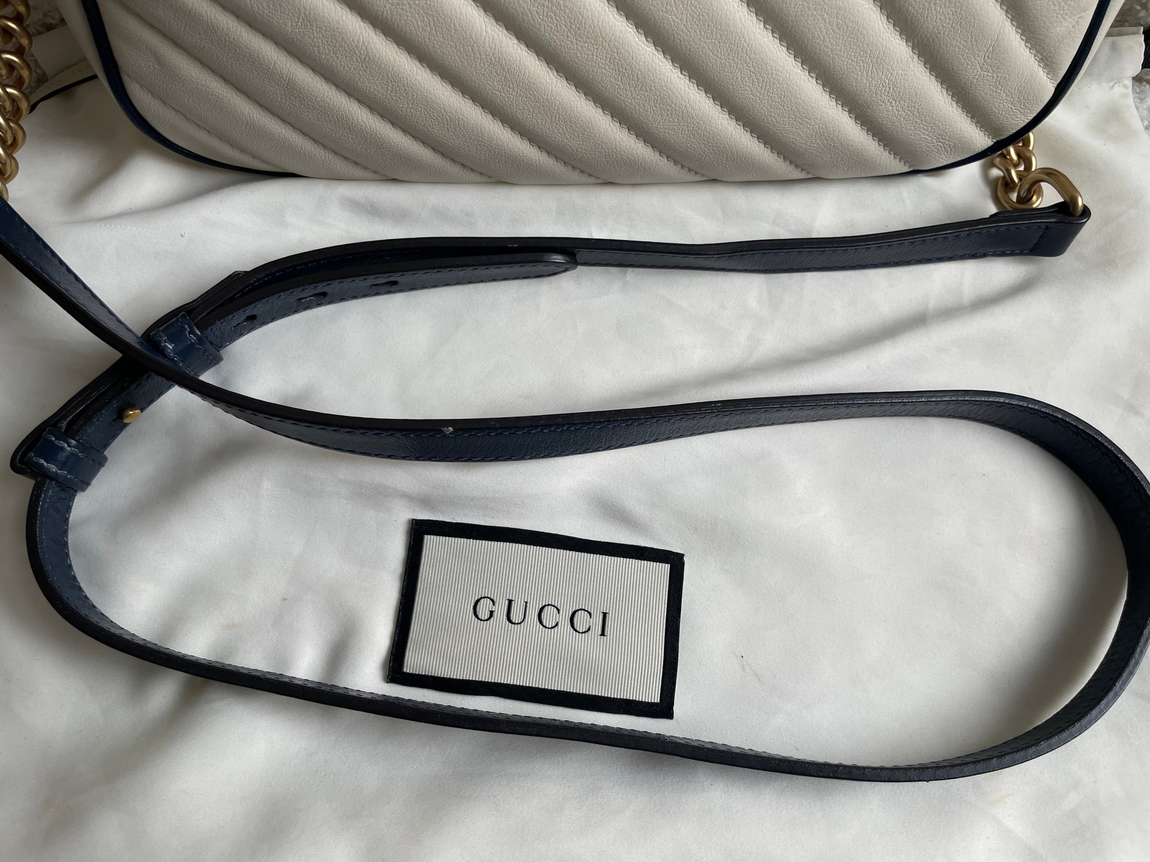 Gucci Torchon GG White Marmont Small Shoulder Bag
