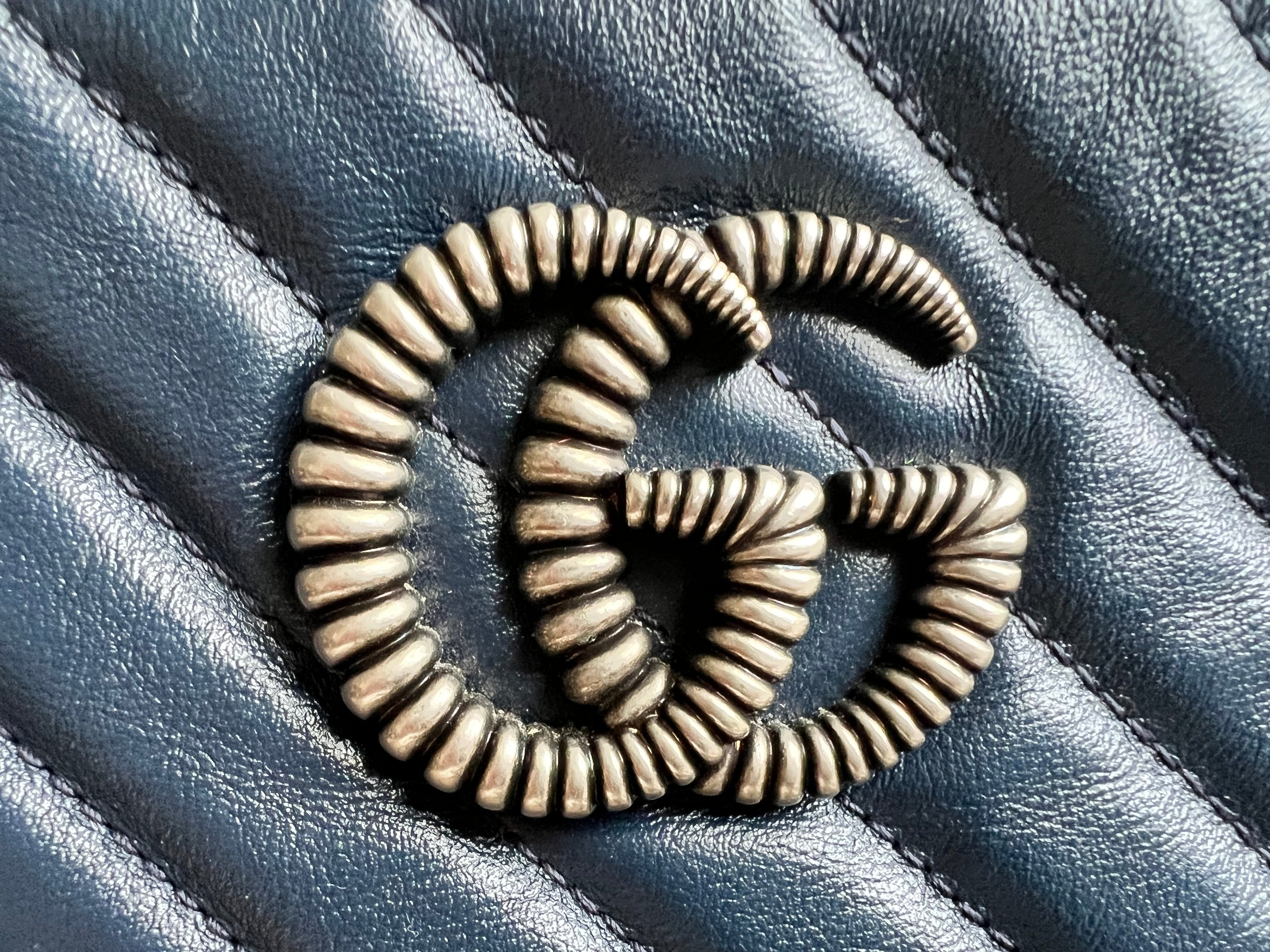 Gucci Torchon GG Navy Marmont Small Shoulder Bag