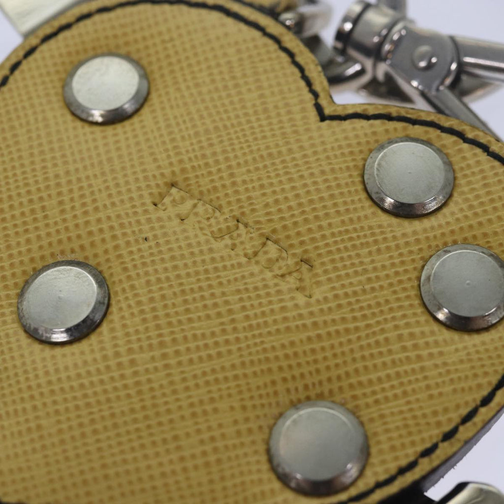 Prada Charm Logo Key Ring Saffiano Leather Yellow Leather Accessory (Pre-Owned)