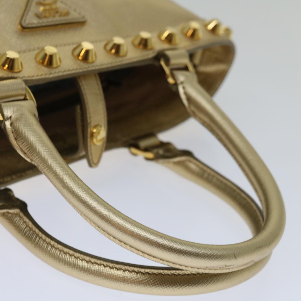 Prada Saffiano Gold Leather Handbag (Pre-Owned)