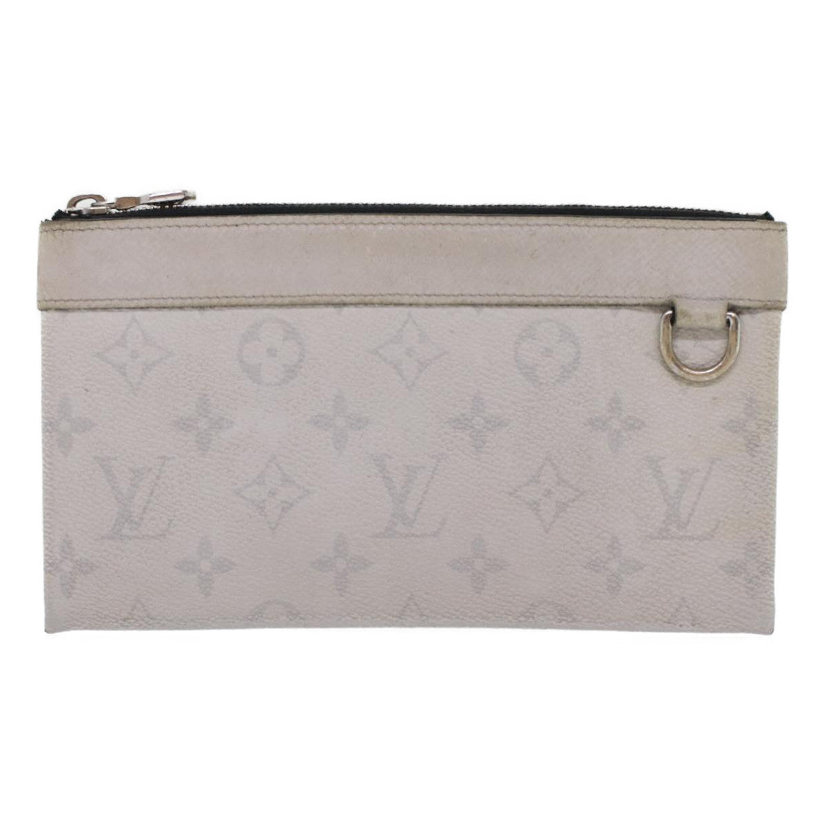 Louis Vuitton Discovery Pochette Monogram Taigarama Gray Leather Clutche & Pouche Bag (Pre-Owned)
