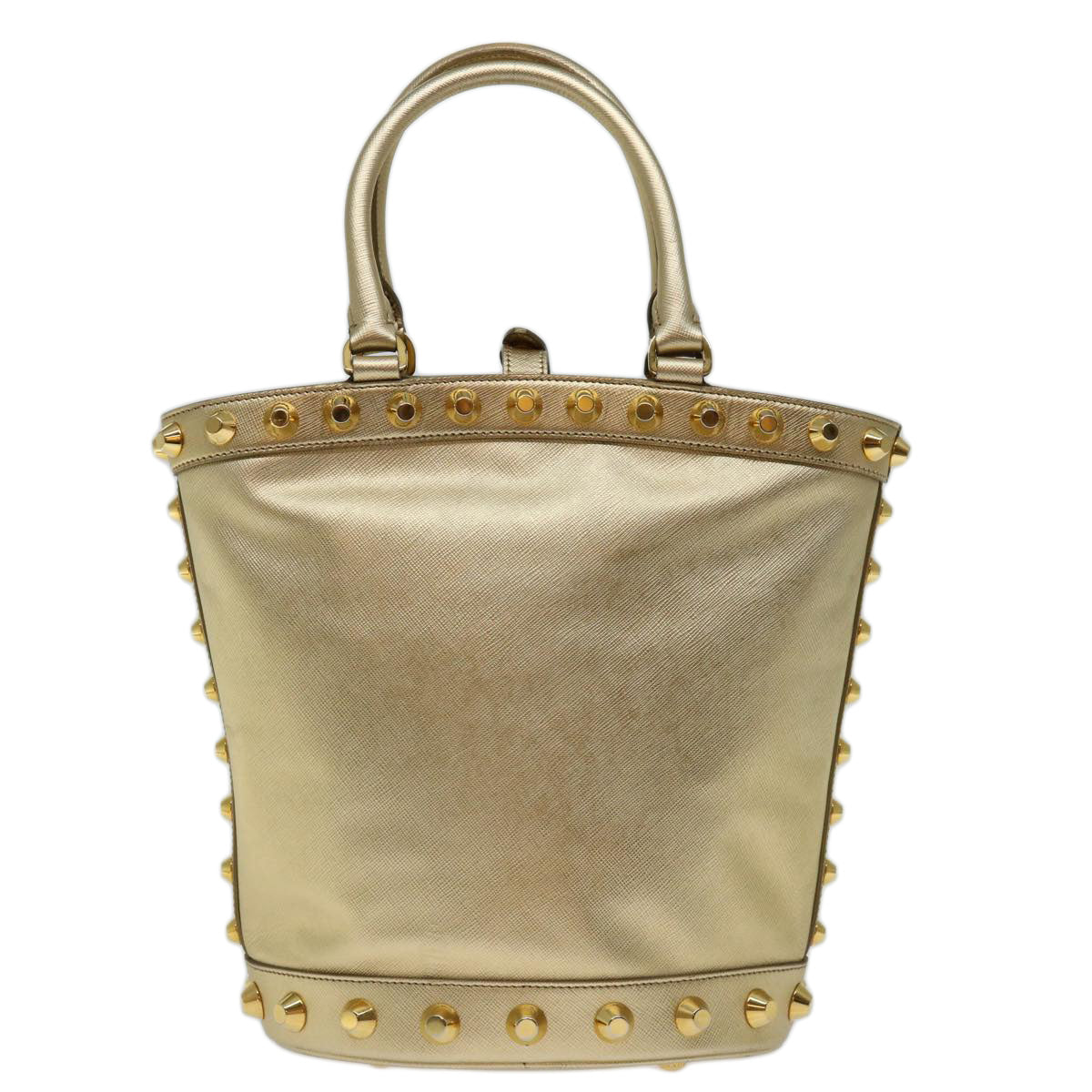 Prada Saffiano Gold Leather Handbag (Pre-Owned)