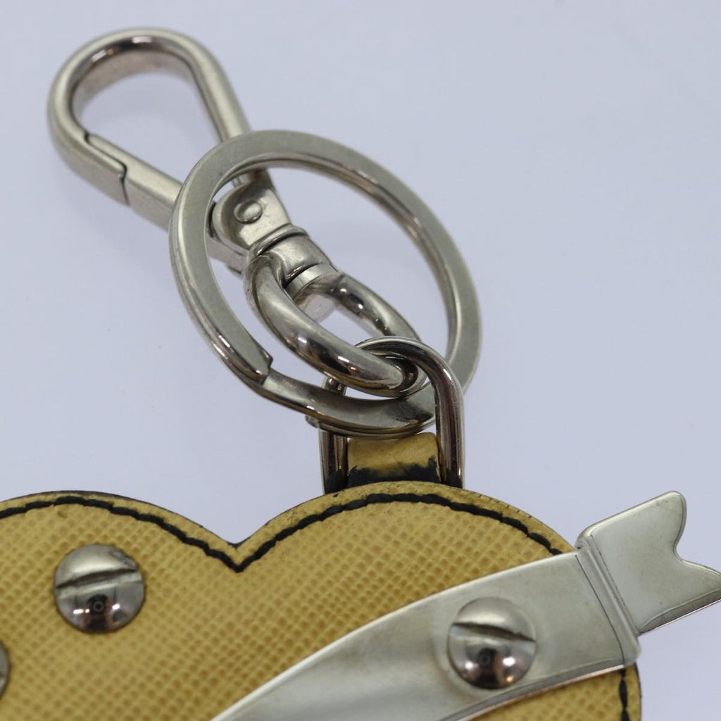 Prada Charm Logo Key Ring Saffiano Leather Yellow Leather Accessory (Pre-Owned)
