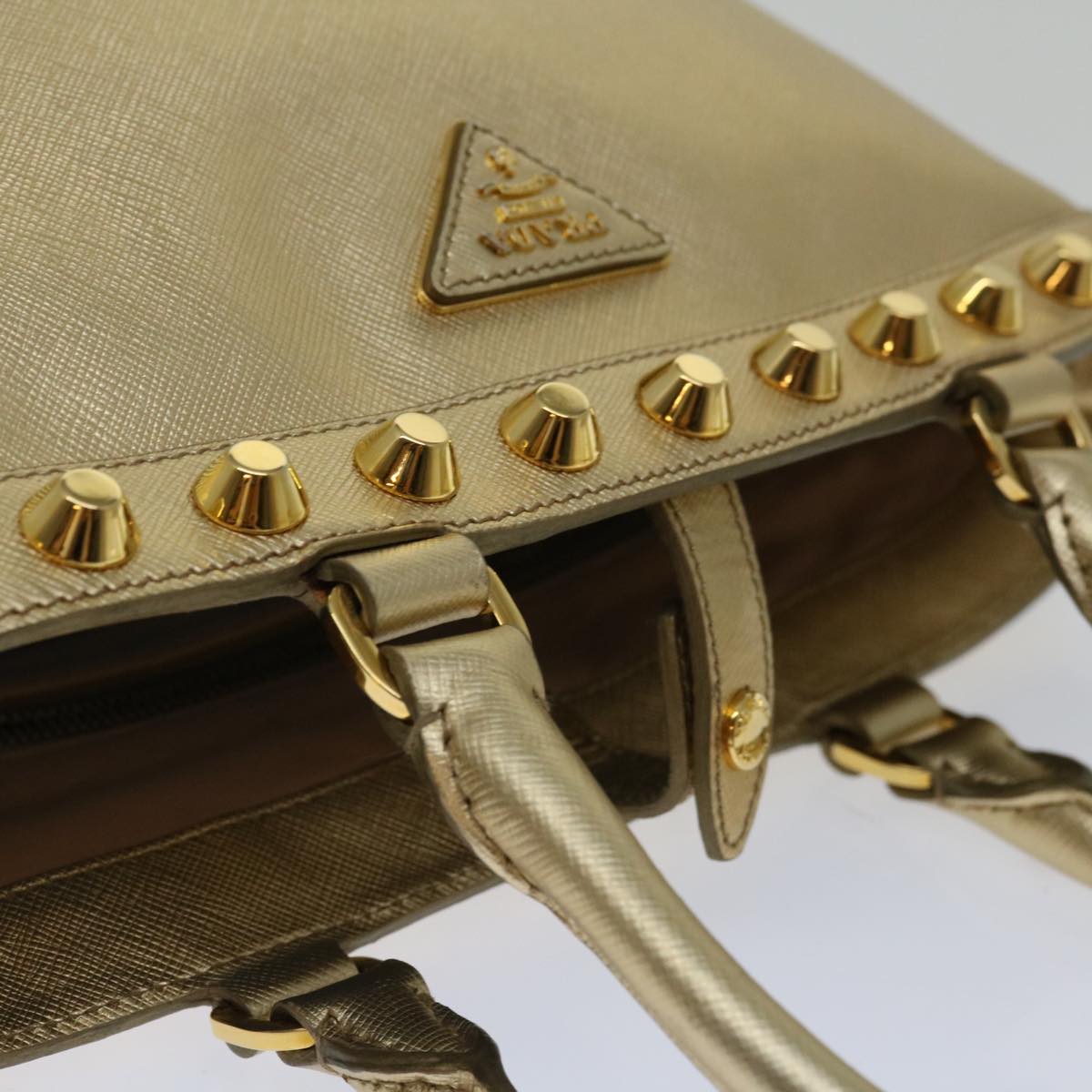 Prada Saffiano Gold Leather Handbag (Pre-Owned)