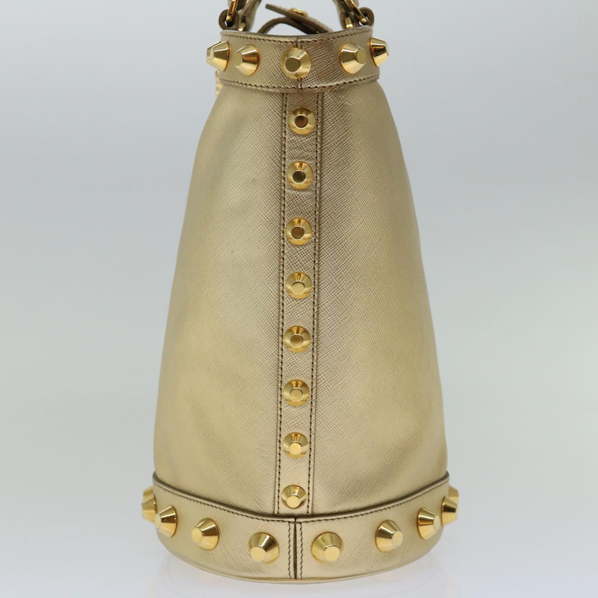 Prada Saffiano Gold Leather Handbag (Pre-Owned)
