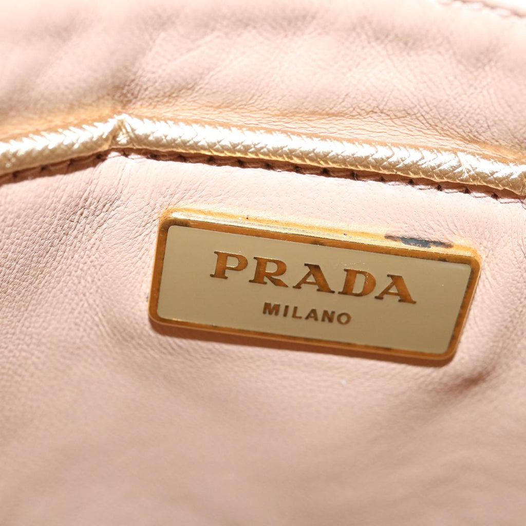 Prada Saffiano Gold Leather Handbag (Pre-Owned)