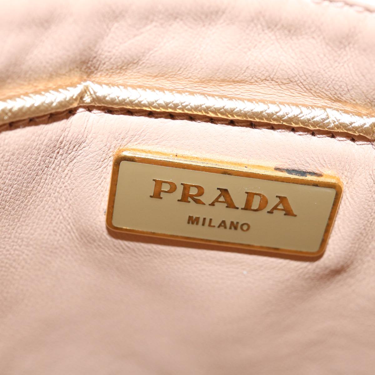 Prada Saffiano Gold Leather Handbag (Pre-Owned)