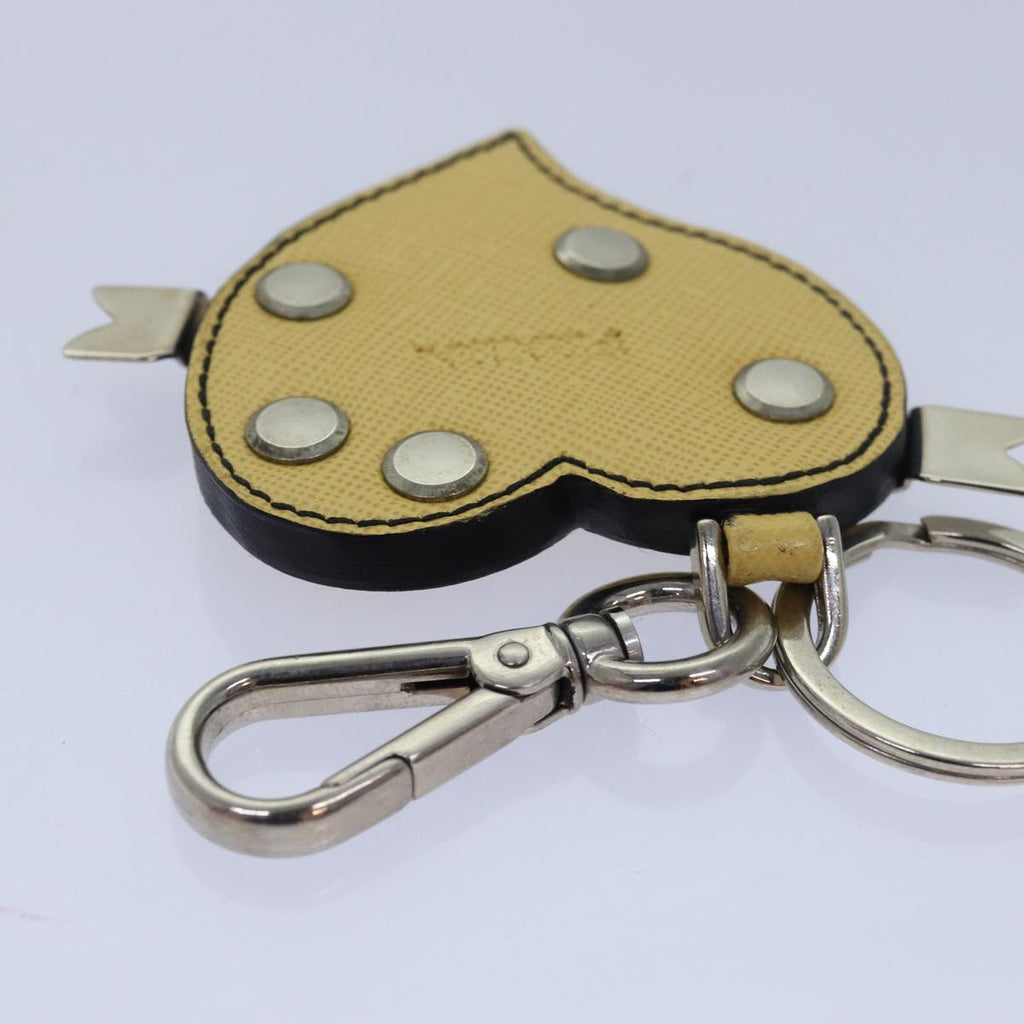 Prada Charm Logo Key Ring Saffiano Leather Yellow Leather Accessory (Pre-Owned)