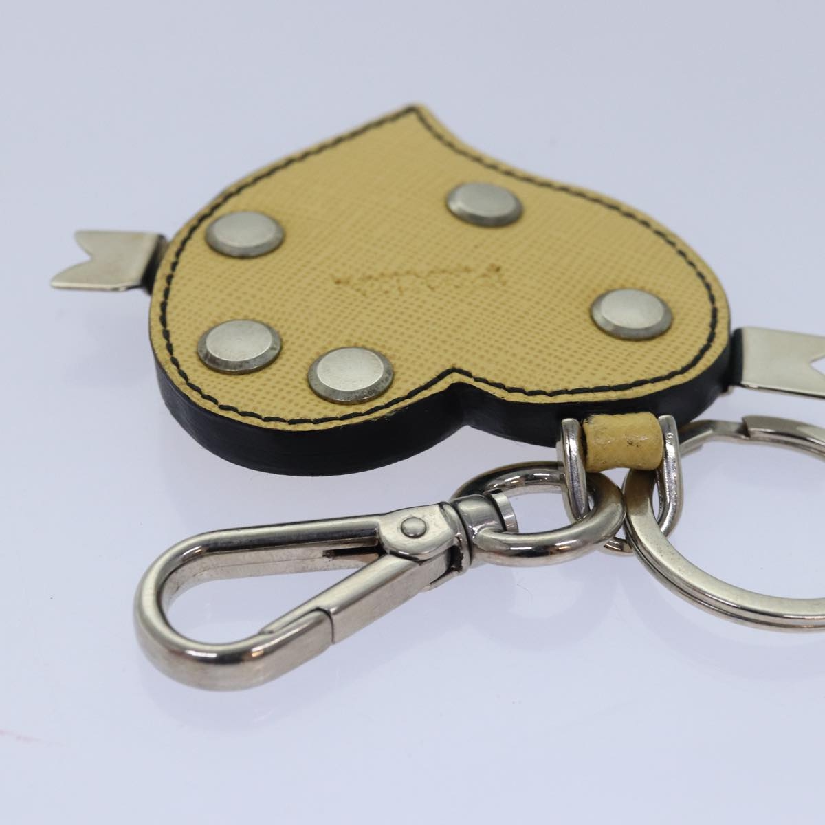 Prada Charm Logo Key Ring Saffiano Leather Yellow Leather Accessory (Pre-Owned)