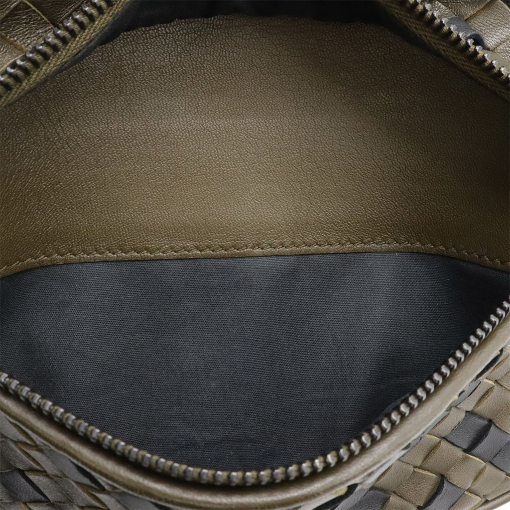 Bottega Veneta Black Khaki Leather Pouch Sling Bag (Pre-Owned)