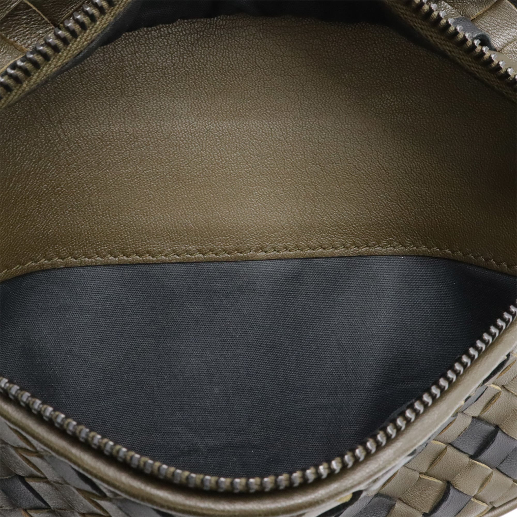 Bottega Veneta Black Khaki Leather Pouch Sling Bag (Pre-Owned)