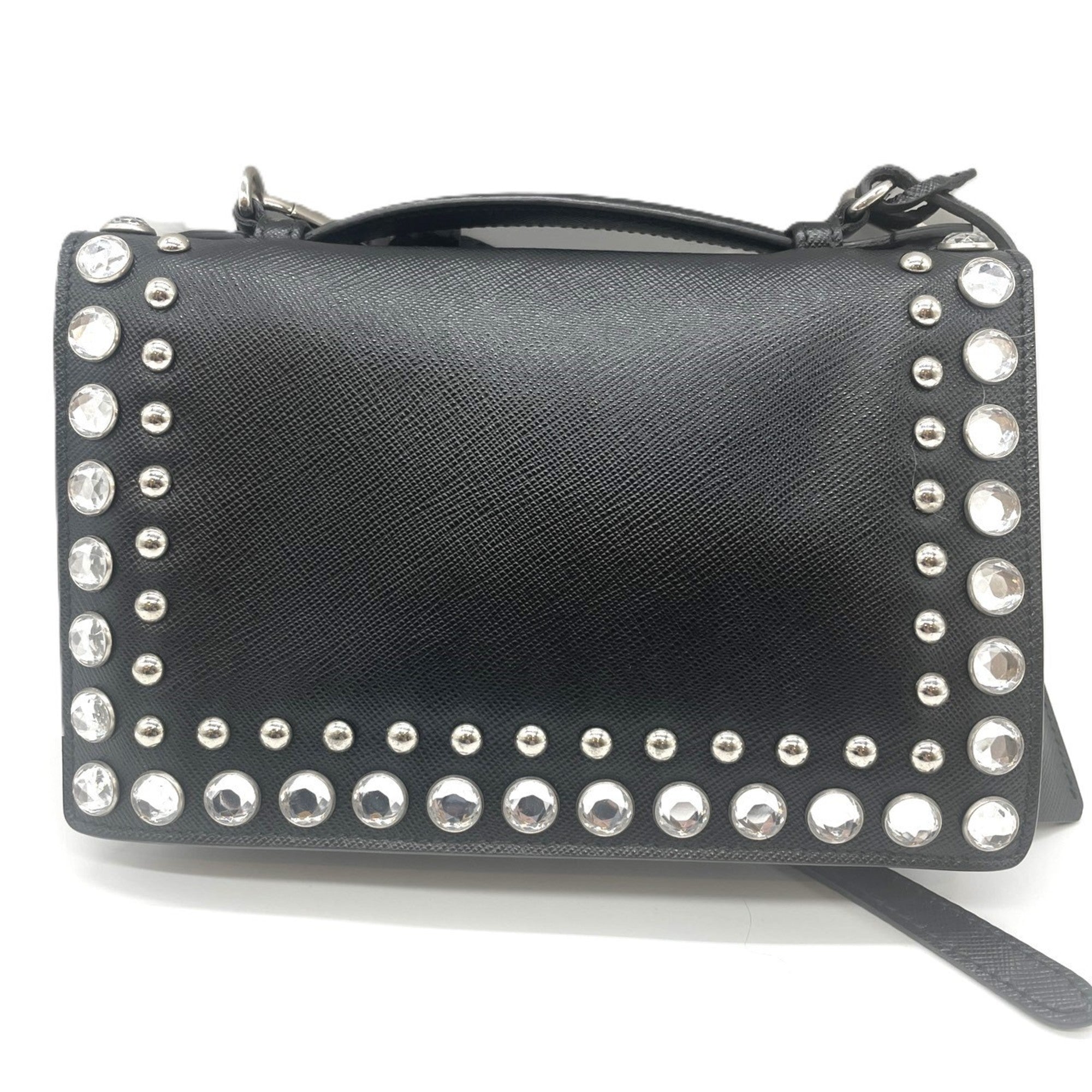 Prada Saffiano Black Saffiano Pochette Shoulder Bag (Pre-Owned)
