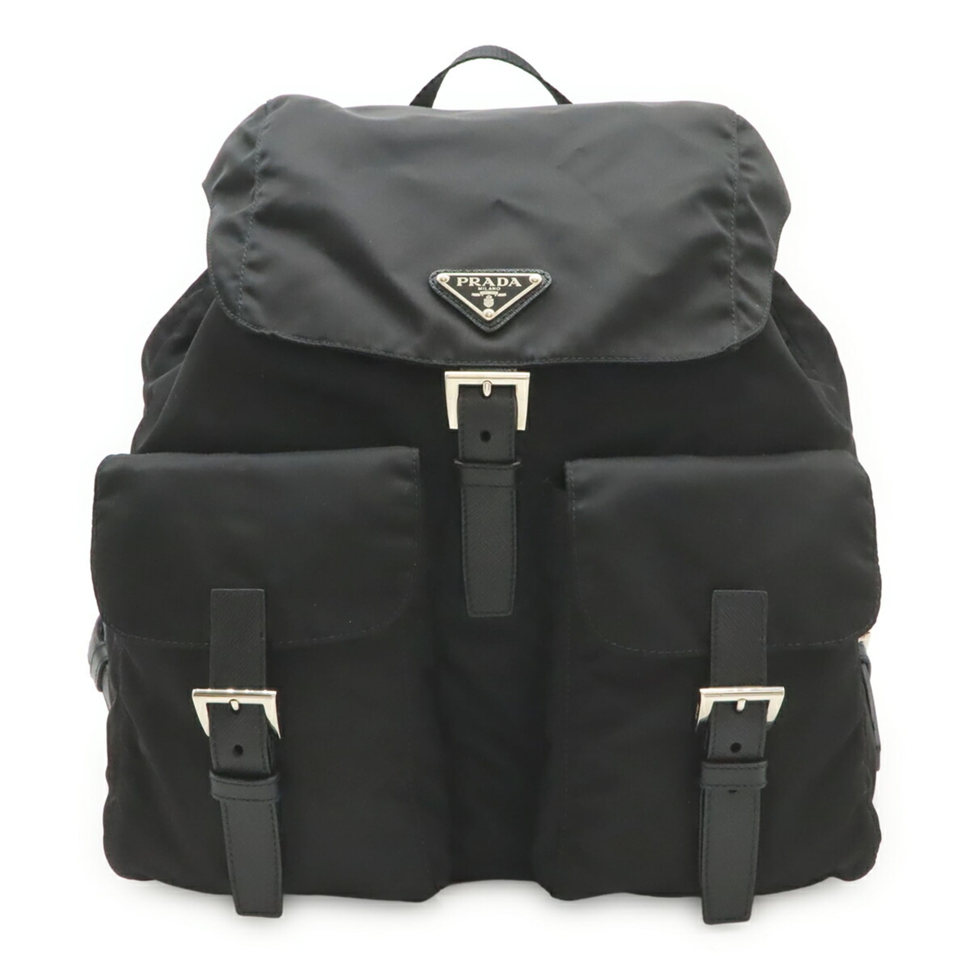 Prada Black Nero Nylon Leather Backpack (Pre-Owned)