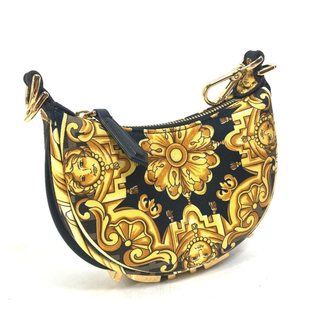 Fendi Black Yellow Nylon Leather Clutch Bag Handbag Pouch (Pre-Owned)