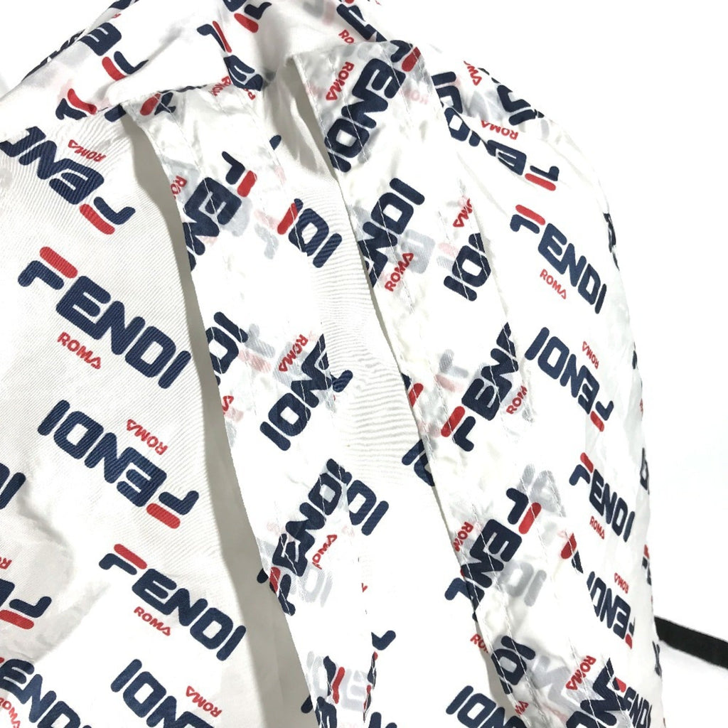 Fendi Navy Red Color White Nylon Backpack (Pre-Owned)