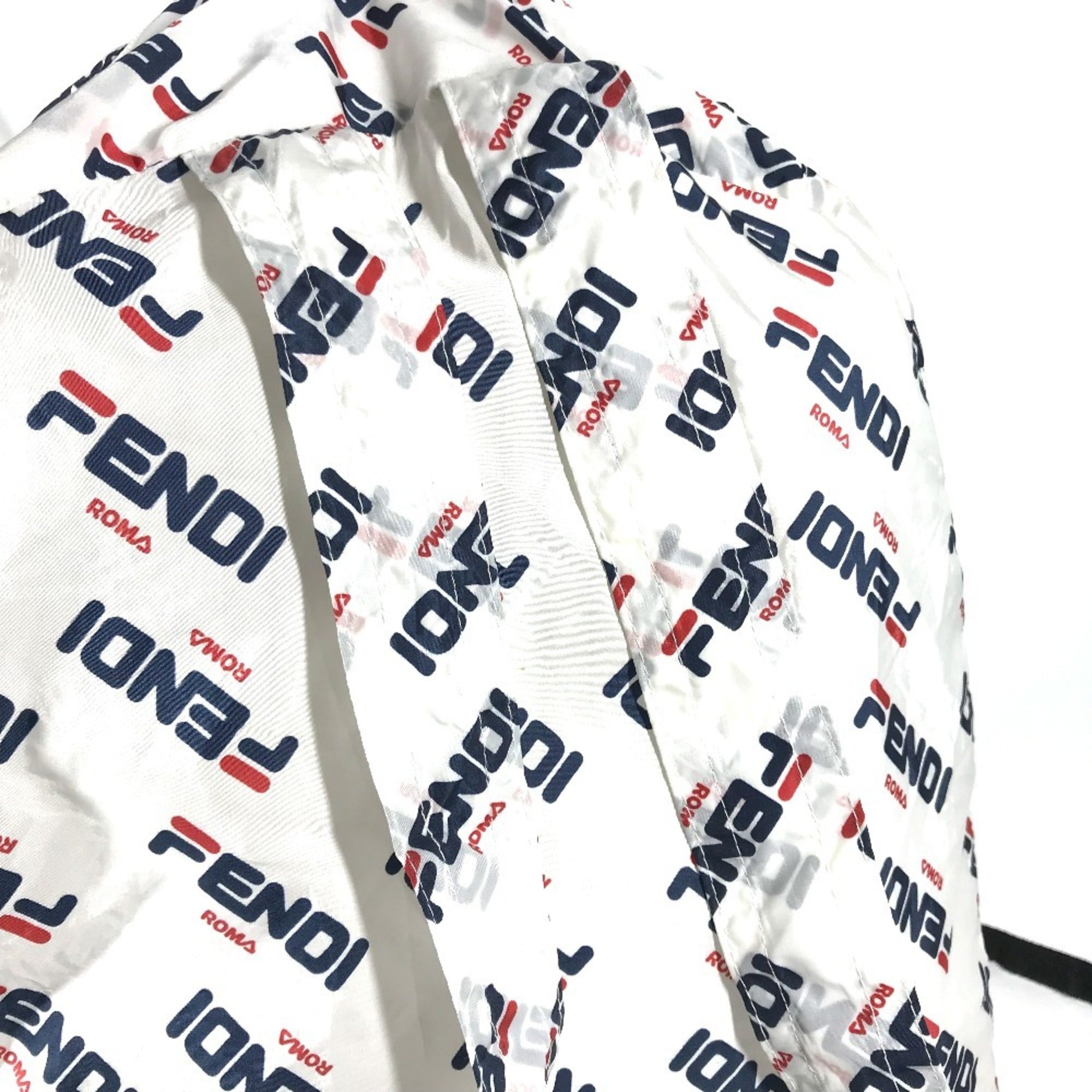 Fendi Navy Red Color White Nylon Backpack (Pre-Owned)
