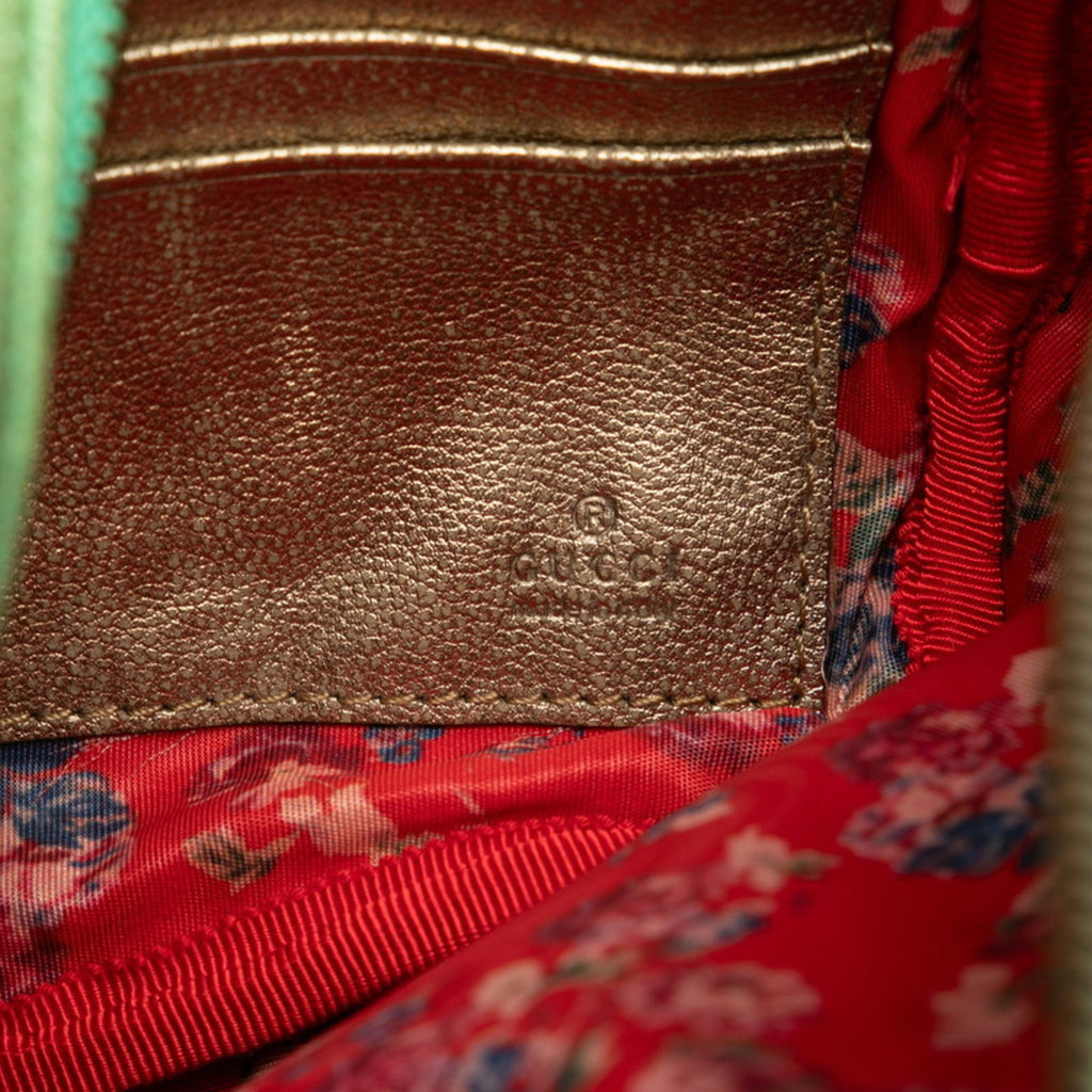 Gucci Gold Green Red Color Leather Clutch Bag (Pre-Owned)