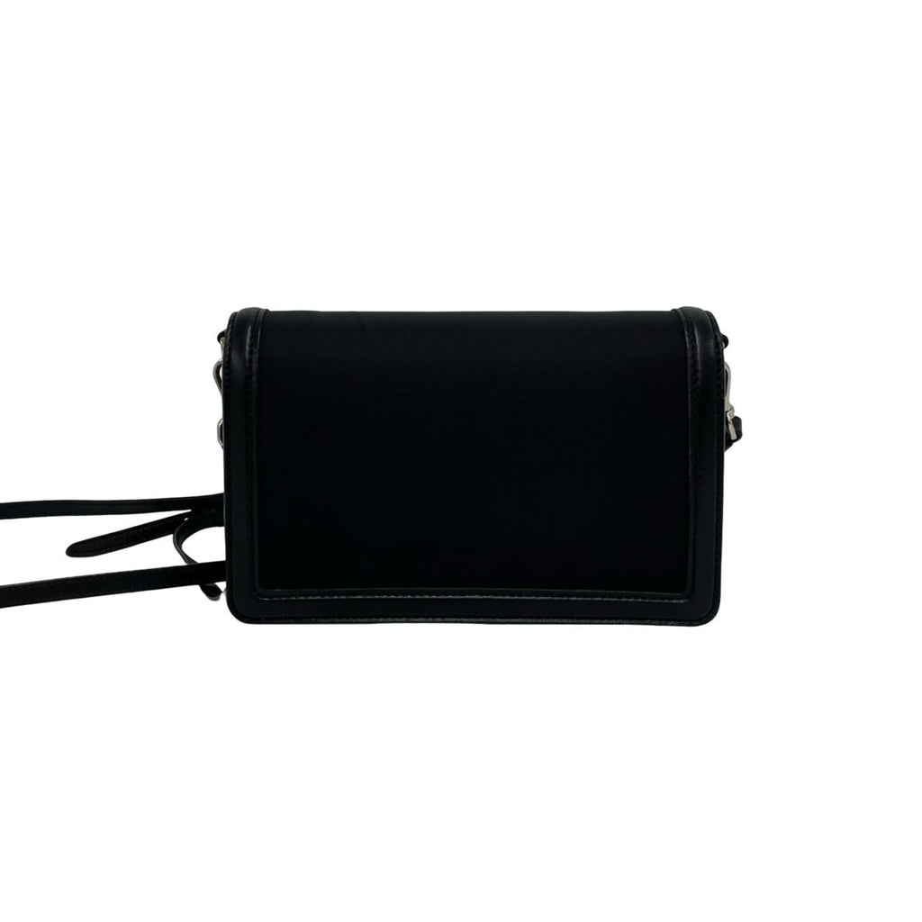 Prada Black Nylon Leather Handbag Shoulder Bag (Pre-Owned)