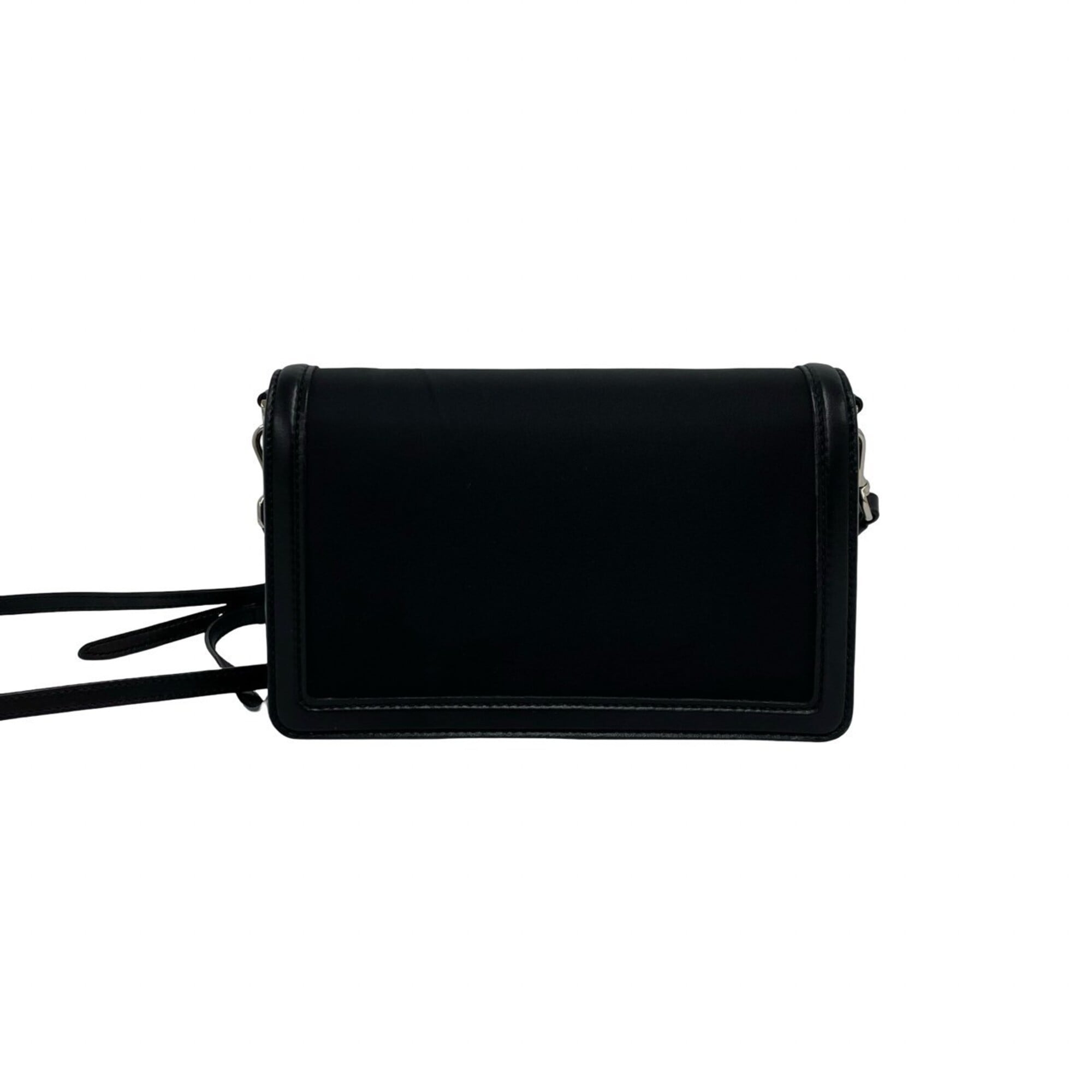 Prada Black Nylon Leather Handbag Shoulder Bag (Pre-Owned)