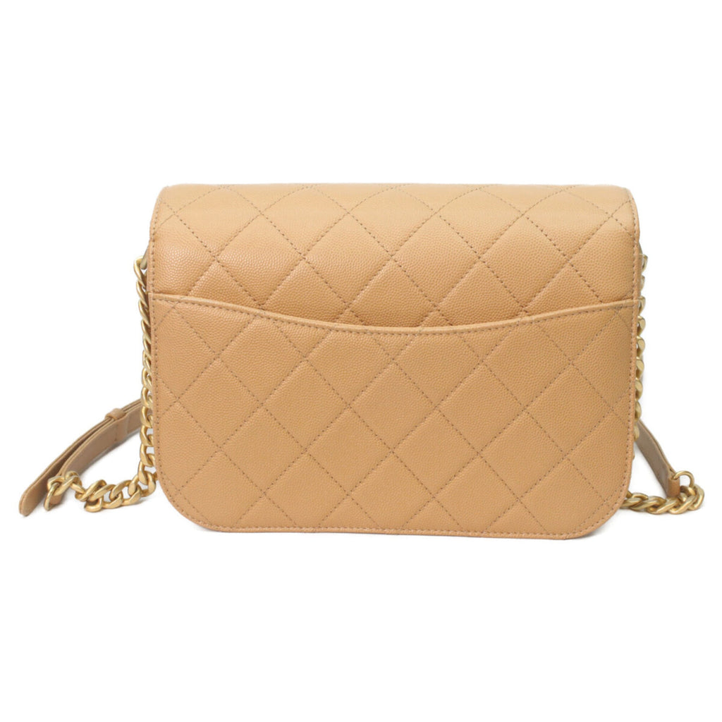 Chanel Beige Grained Calfskin Shoulder Bag (Pre-Owned)