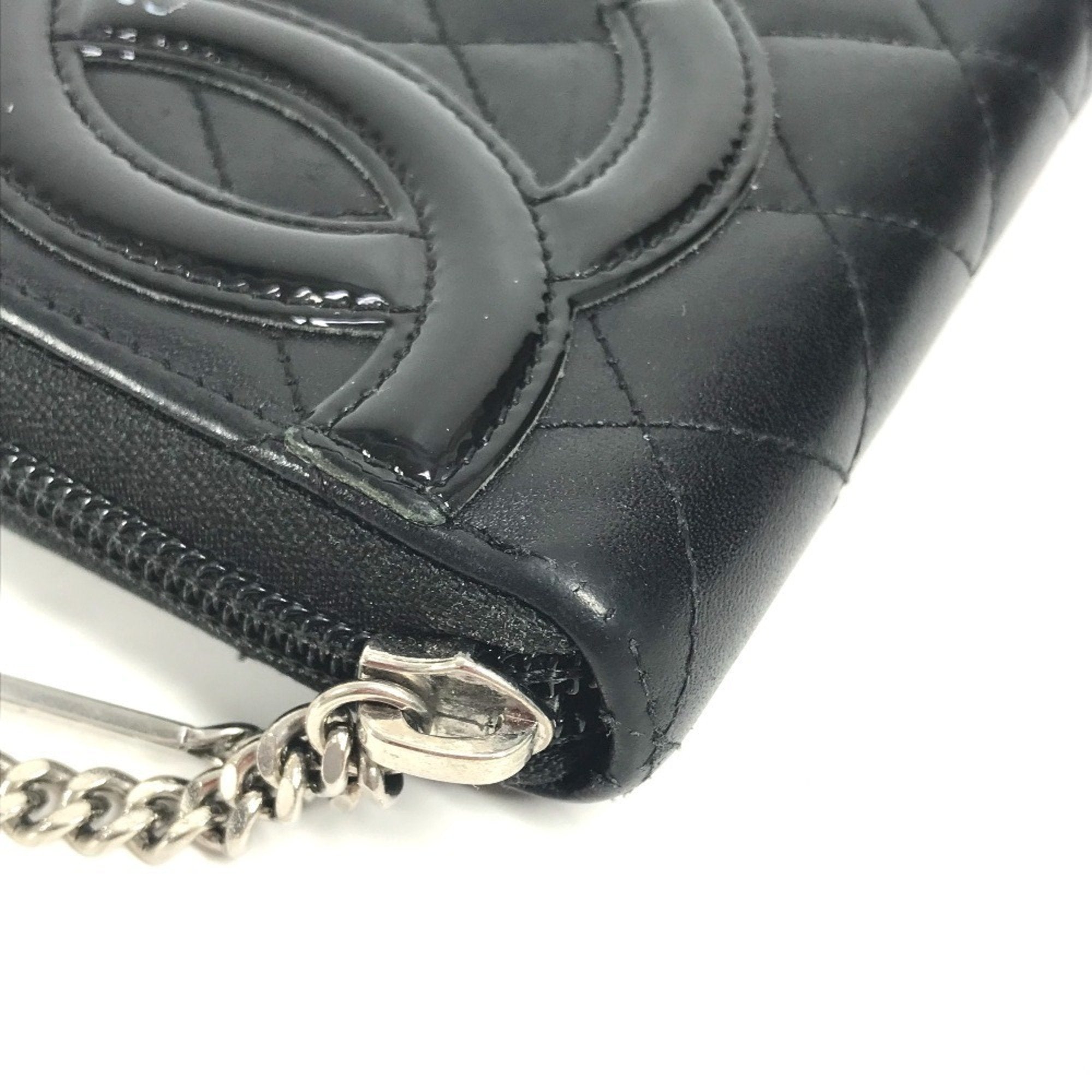 Chanel Cambon Black Leather Long Wallet (Bi-Fold) (Pre-Owned)