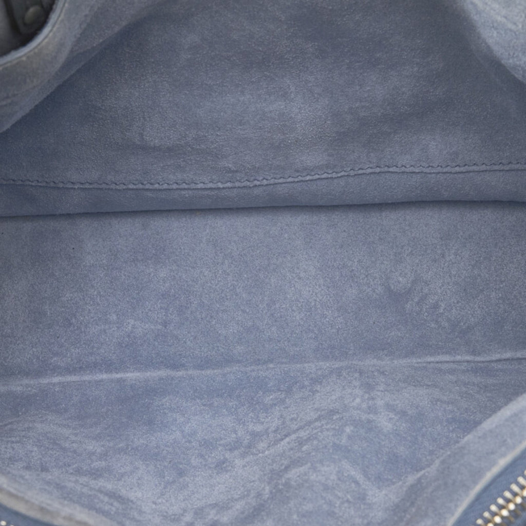 Prada Blue Light Blue Gray Leather Shoulder Bag Tote Bag (Pre-Owned)