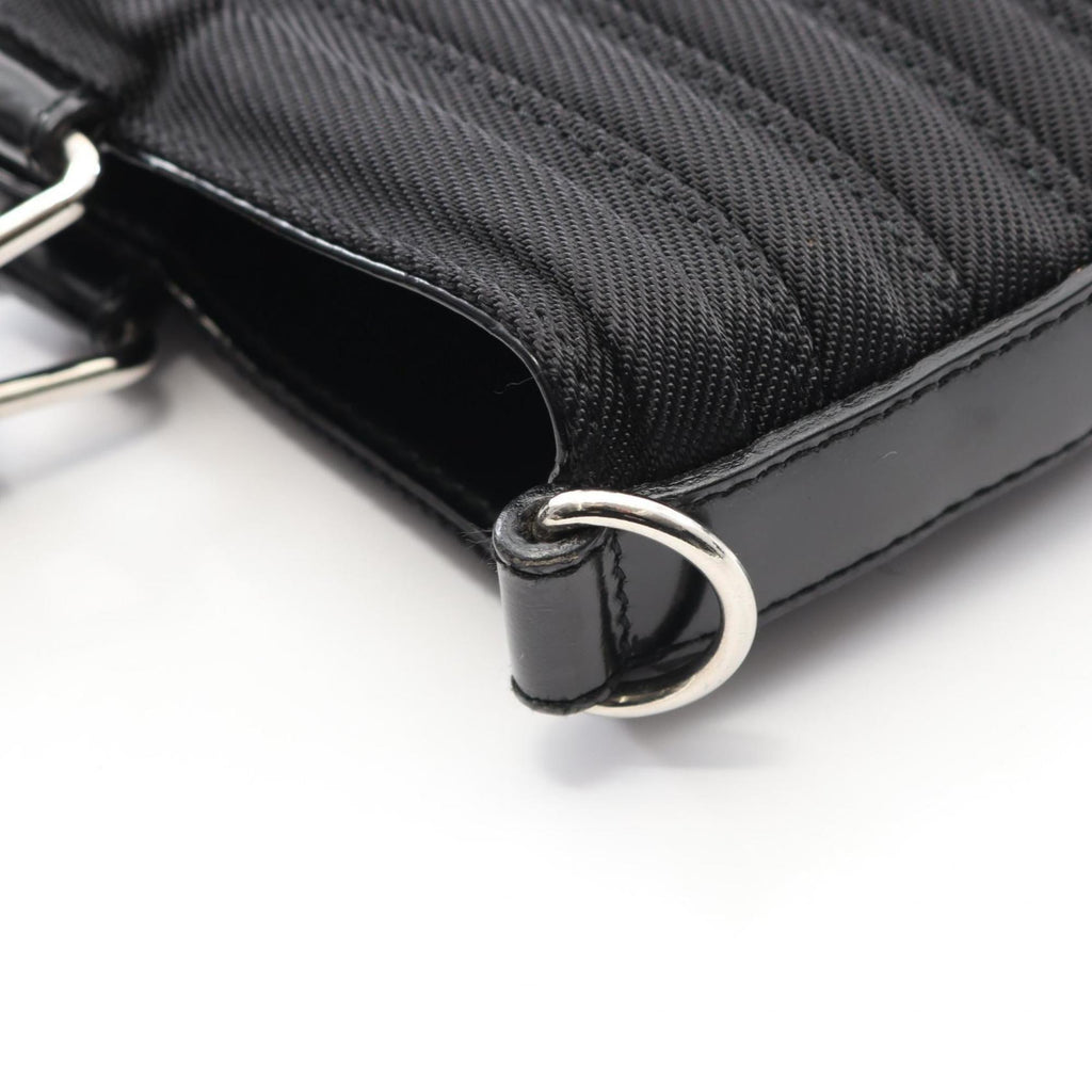 Gucci Black Leather Nylon Canvas Handbag (Pre-Owned)