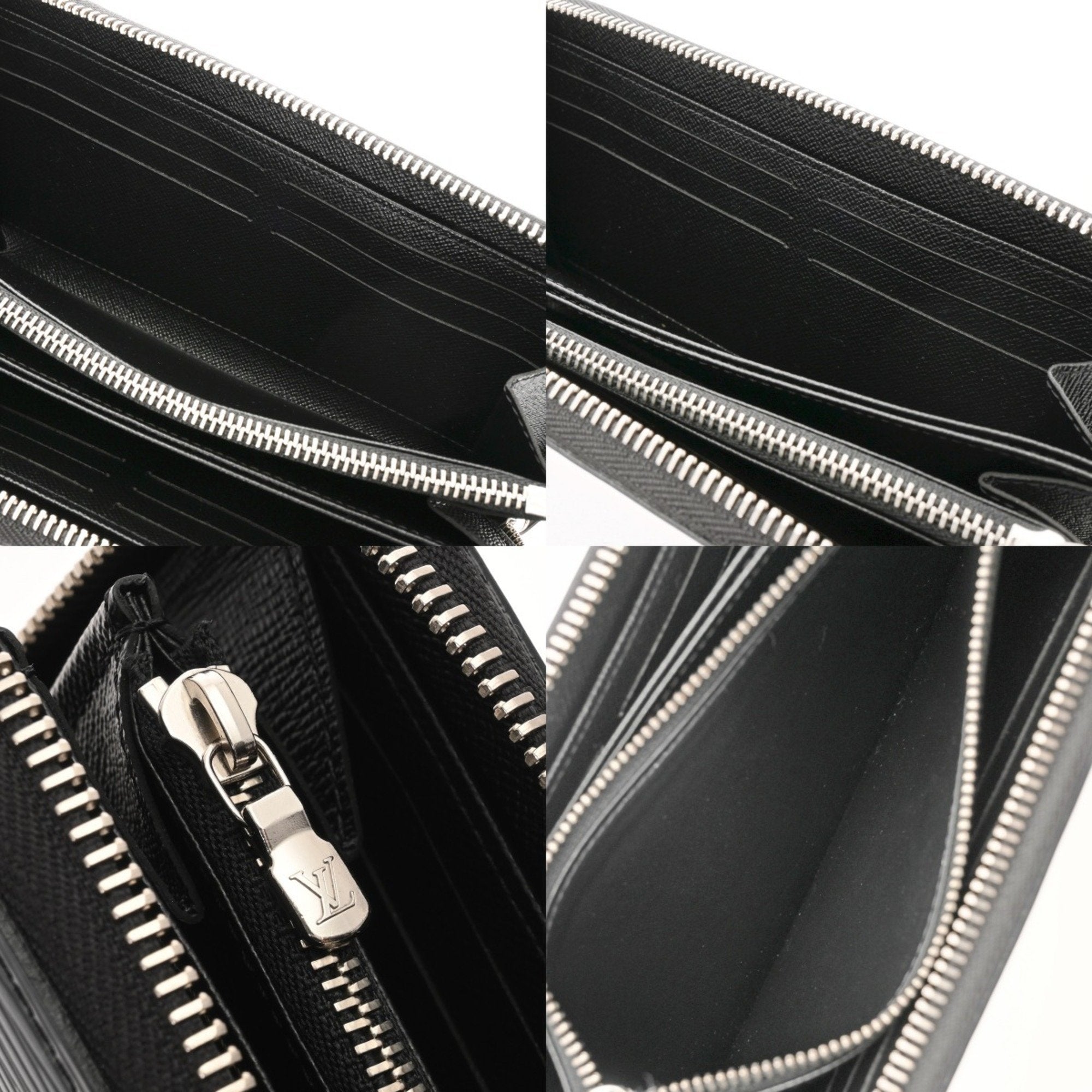 Louis Vuitton Noir Leather Long Wallet (Bi-Fold) (Pre-Owned)