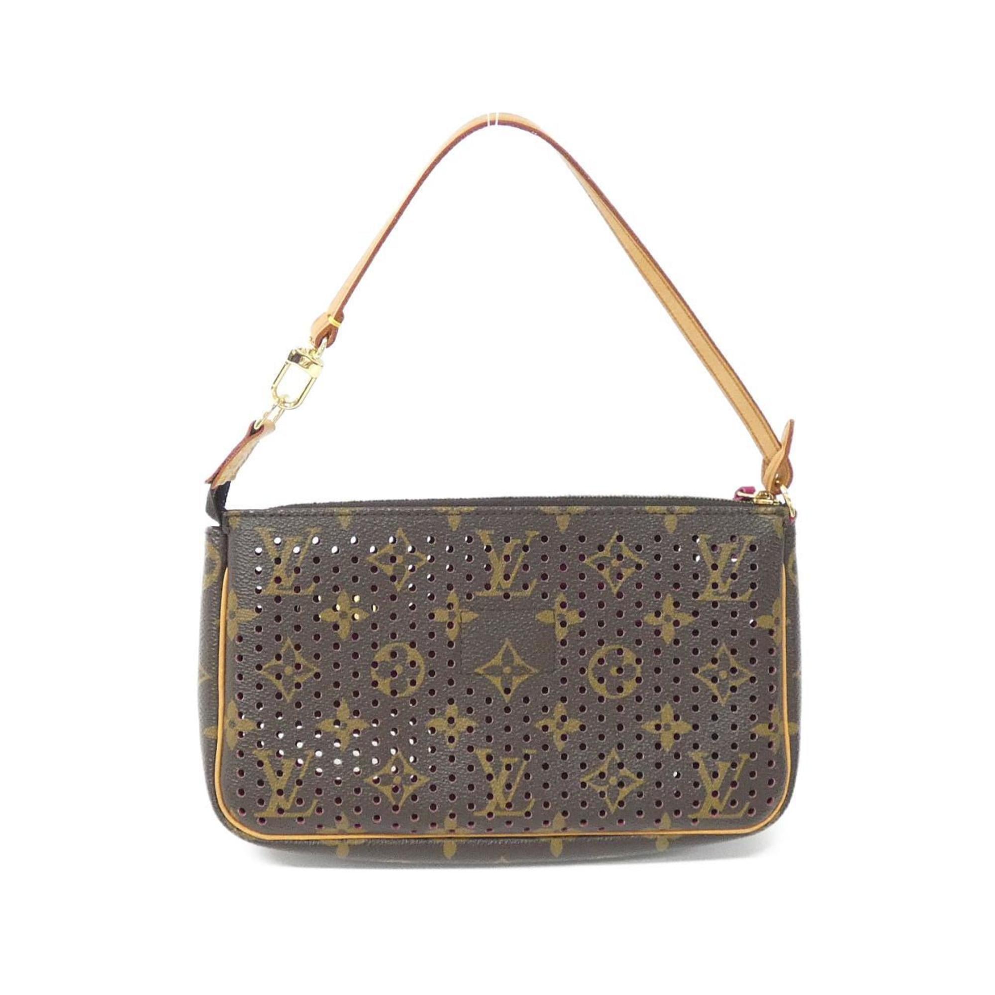 Louis Vuitton Monogram Perfo Fuchsia Marron Coated Canvas Pochette Pouch (Pre-Owned)