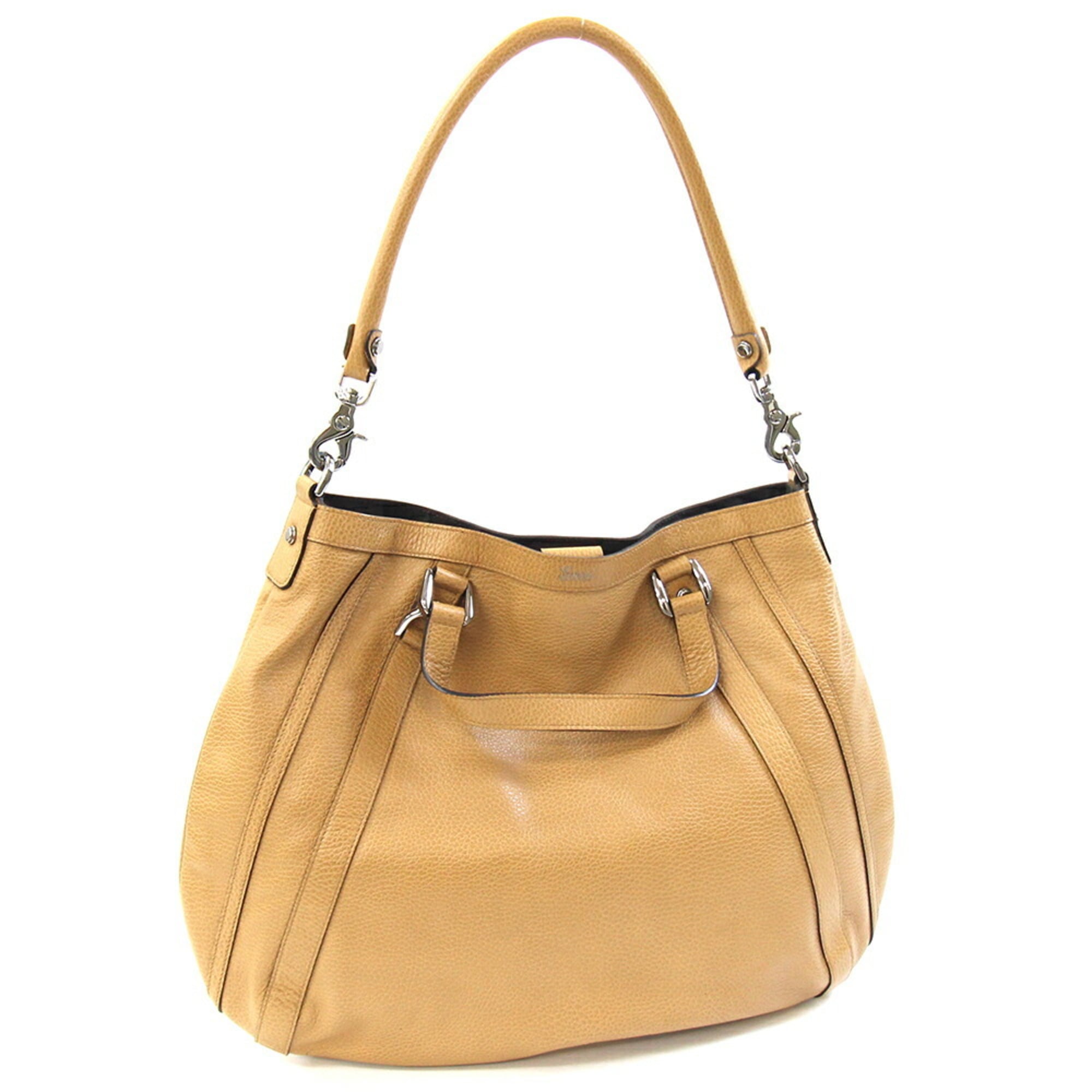 Gucci Beige Leather Handbag Shoulder Bag (Pre-Owned)