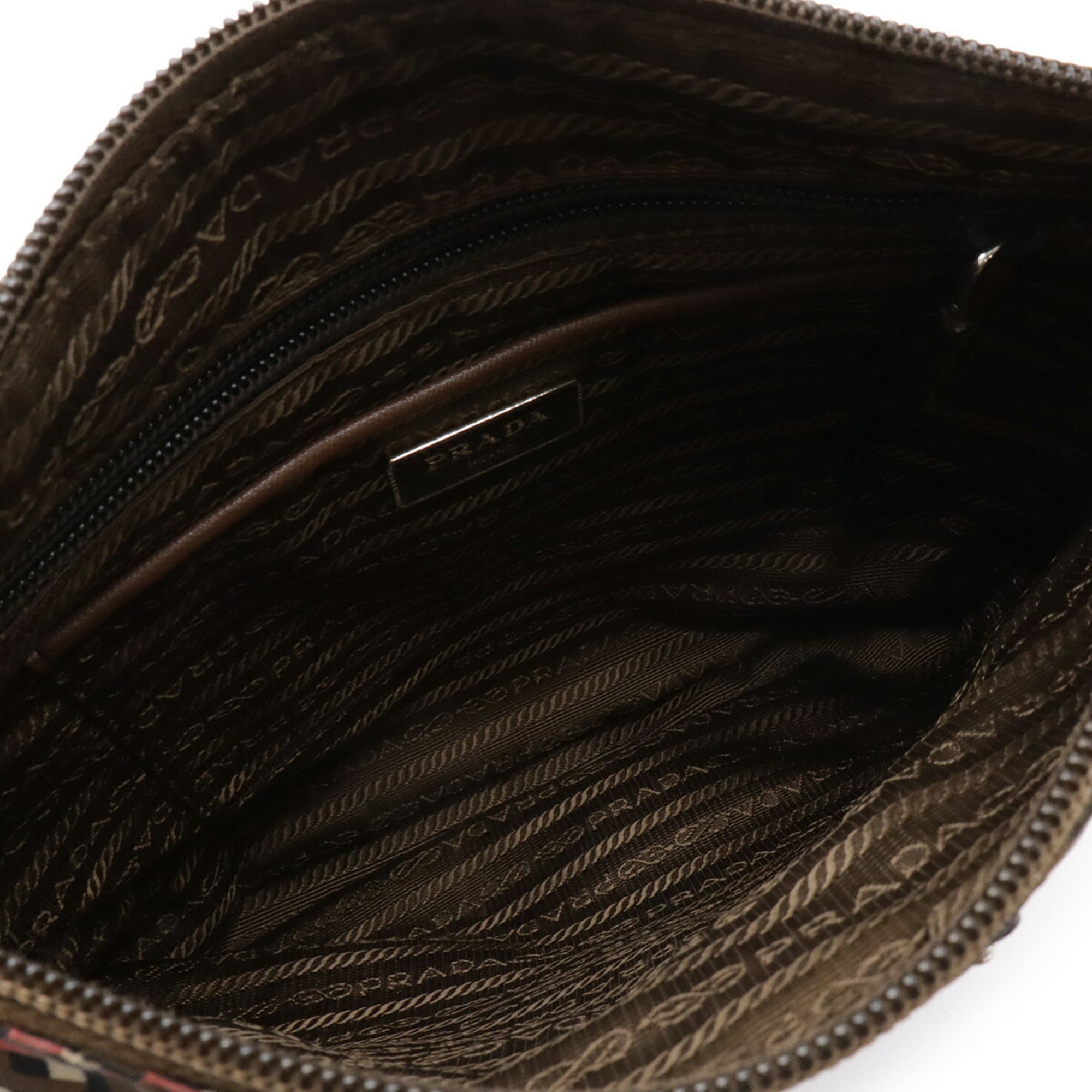 Prada Brown Multi-Color Pink Tessuto Shoulder Bag (Pre-Owned)